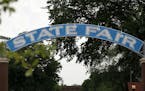 This restored blue archway sign at the Minnesota State Fairgrounds dates from the 1930s and stands in the West End Market, where Heritage Square once 