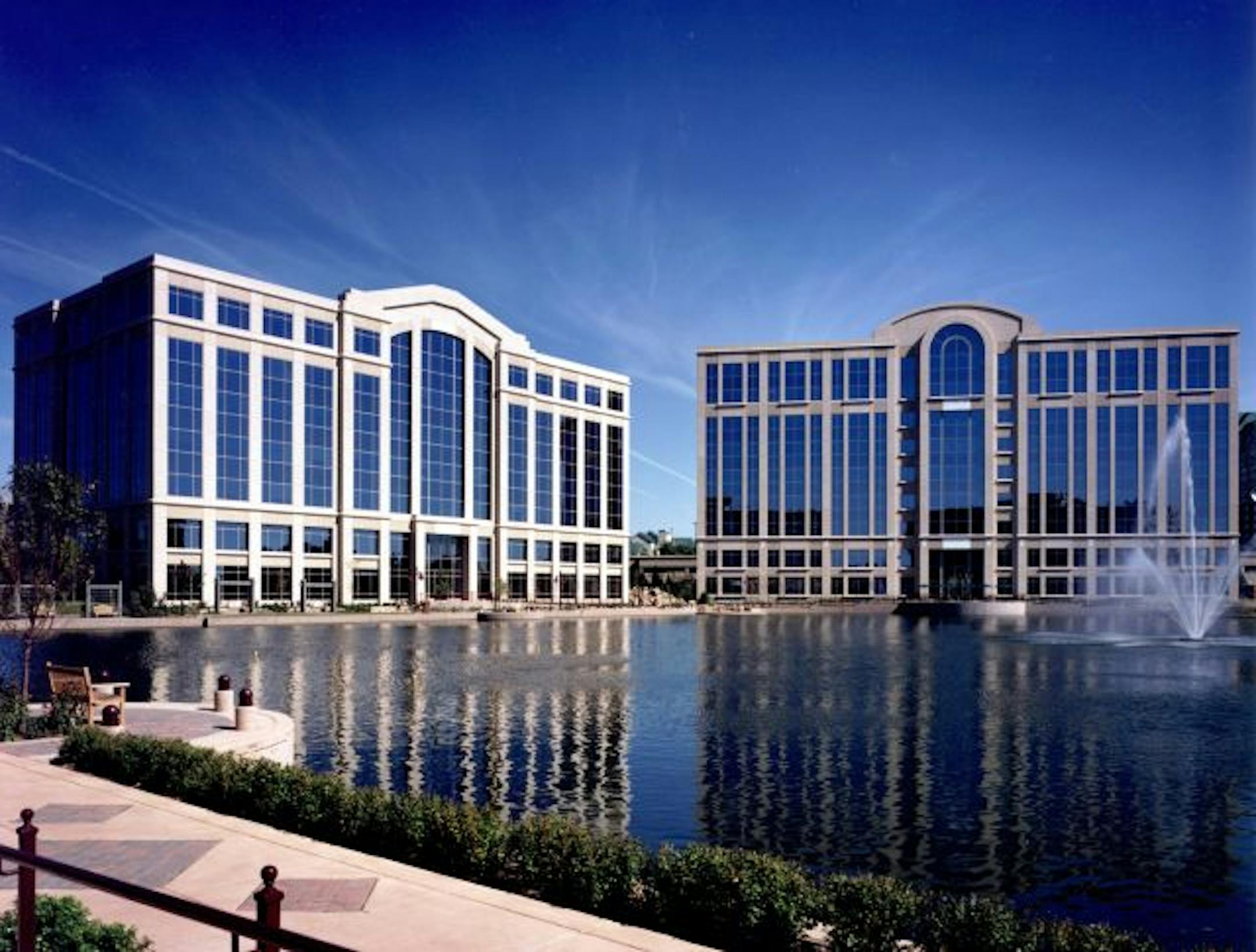 The new Microsoft Center will be in the left building at the Centennial Lakes Office Park in Edina.