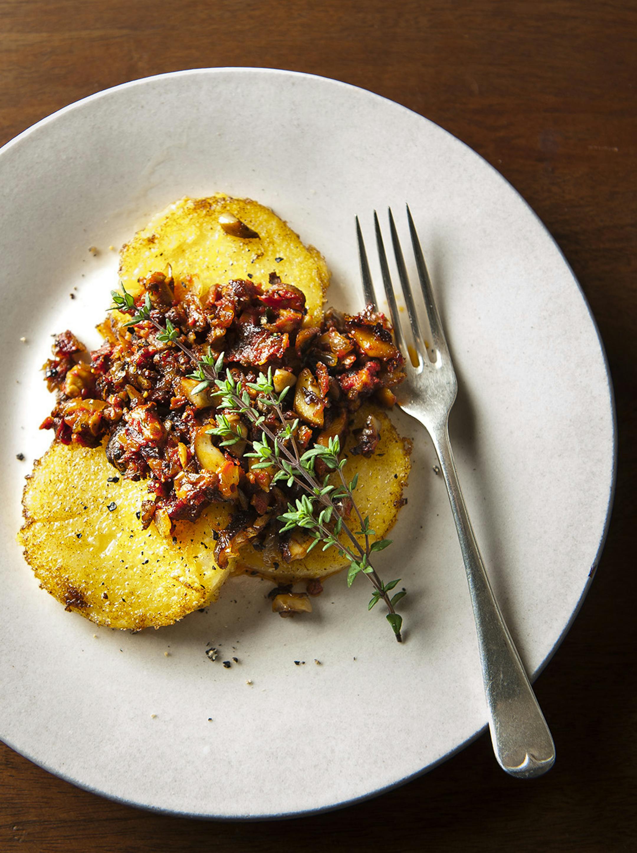 Polenta With Mushroom Duxelles. Photo by Mette Nielsen