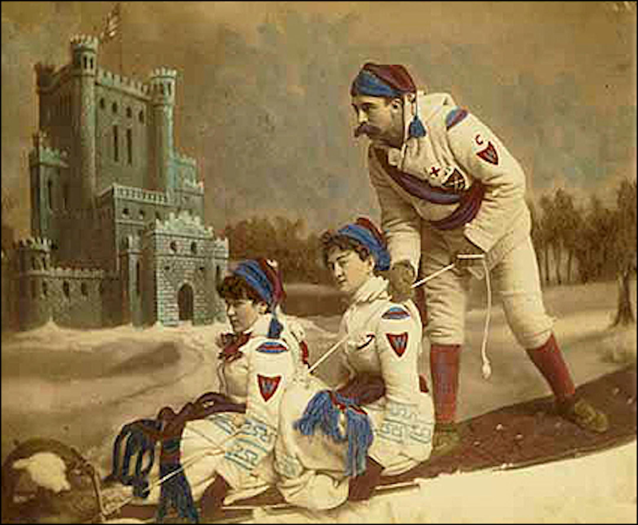 1886 Winter Carnival: Tobogganers pose