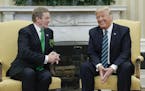President Donald Trump meets with Irish Prime Minister Enda Kenny in the Oval Office of the White House in Washington, Thursday, March 16, 2017.