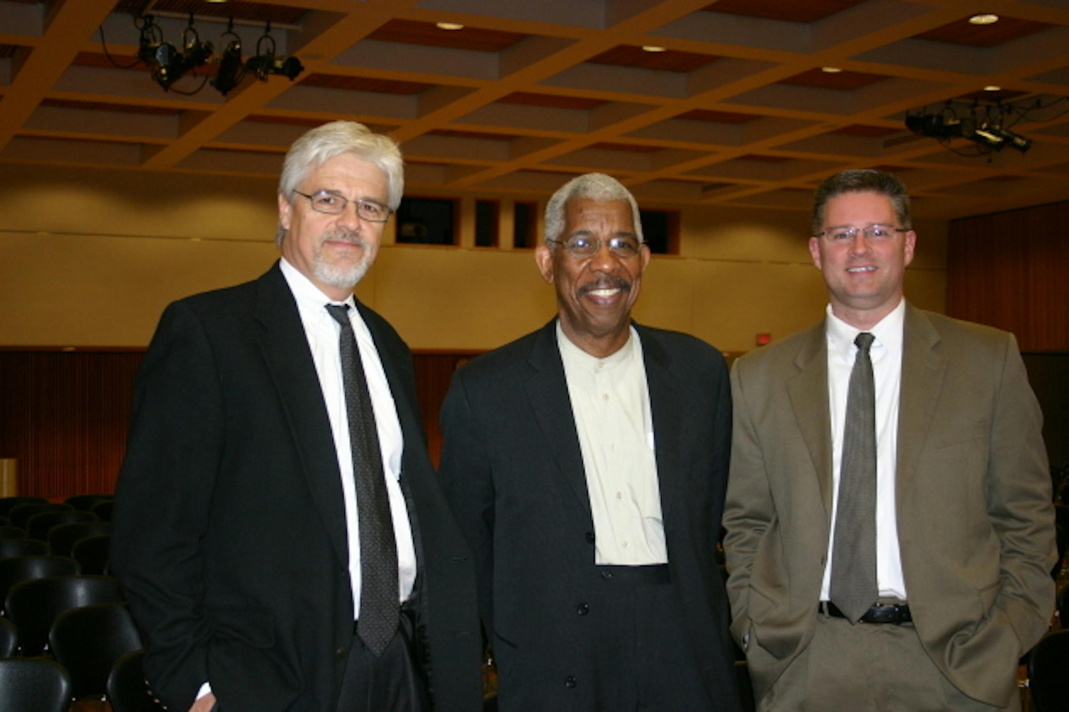St. Cloud State University's Daniel Wildeson and Kyle Ward with Ernest "Rip" Patton, Jr.