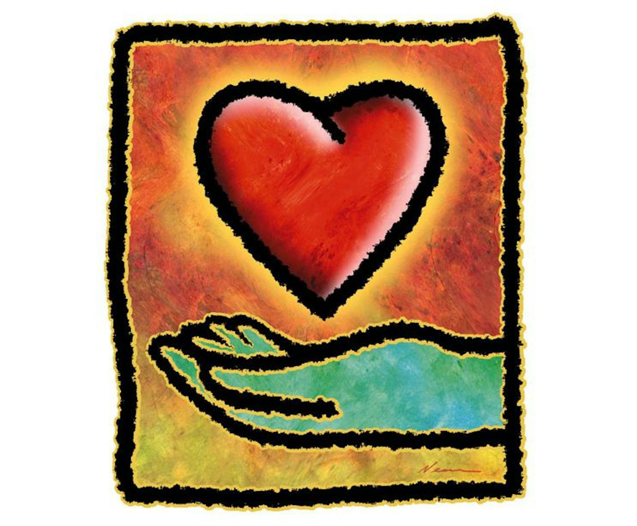 Size as needed (160 dpi, 33p x 38p), Rick Nease color illustration of heart hovering above an outstretched hand. Detroit Free Press, 1996 CATEGORY: ILLUSTRATIONSUBJECT: Heart, hand illusARTIST: Rick NeaseORIGIN: Detroit Free PressTYPE: EPS JPEGSIZE: As neededENTERED: 3/26/96REVISED:STORY SLUG: Stand-alone illustration, features, holiday, valentine, valentine's, health, medicine, heart, disease, cholesterol, attack, human, body, romance, love, marriage, affair, sex, DE, 1996, nease