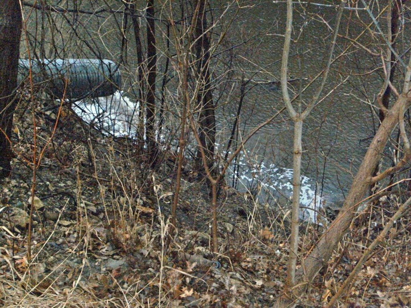 photo shows a storm sewer drainage pipe that empties into the Vermillion River near 18th Street in Hastings. The man who took the photo, Ken Larson, is concerned about the foam in the river when that pipe drains.