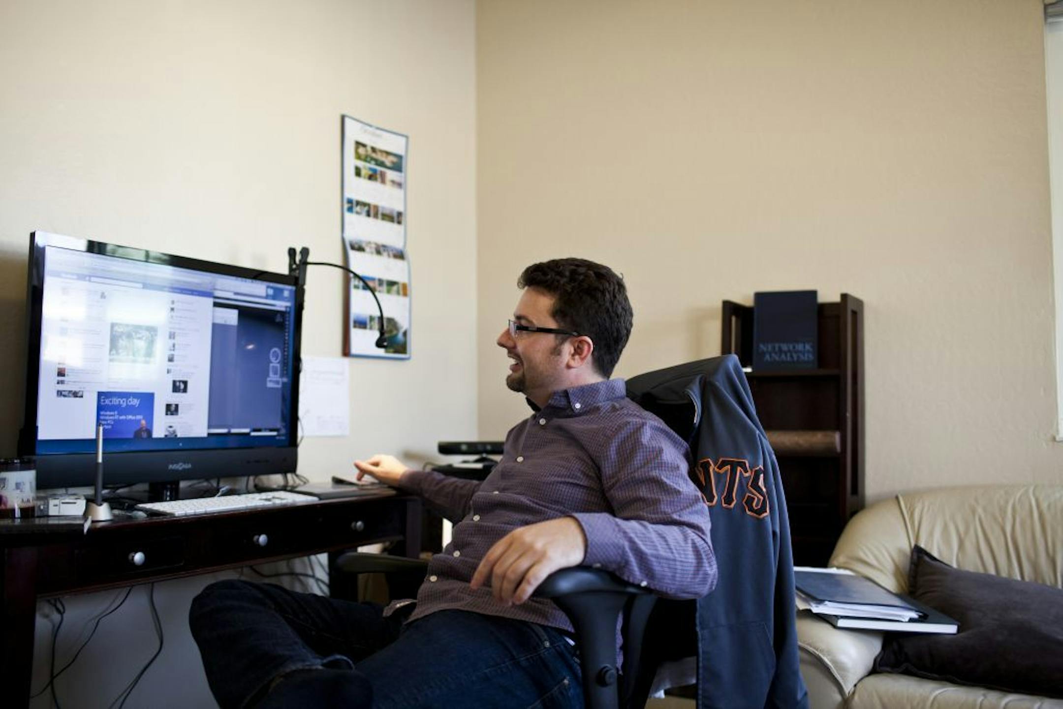 Thomas Goddard, a community college student who says online ads for Mitt Romney have continued to appear since he visited the candidate's website, in Santa Clara, Calif., Oct. 25, 2012. One of the hallmarks of this year's presidential campaign is the use of increasingly sophisticated data-mining techniques to customize ads for voters based on the digital trails they leave as they visit Internet sites.