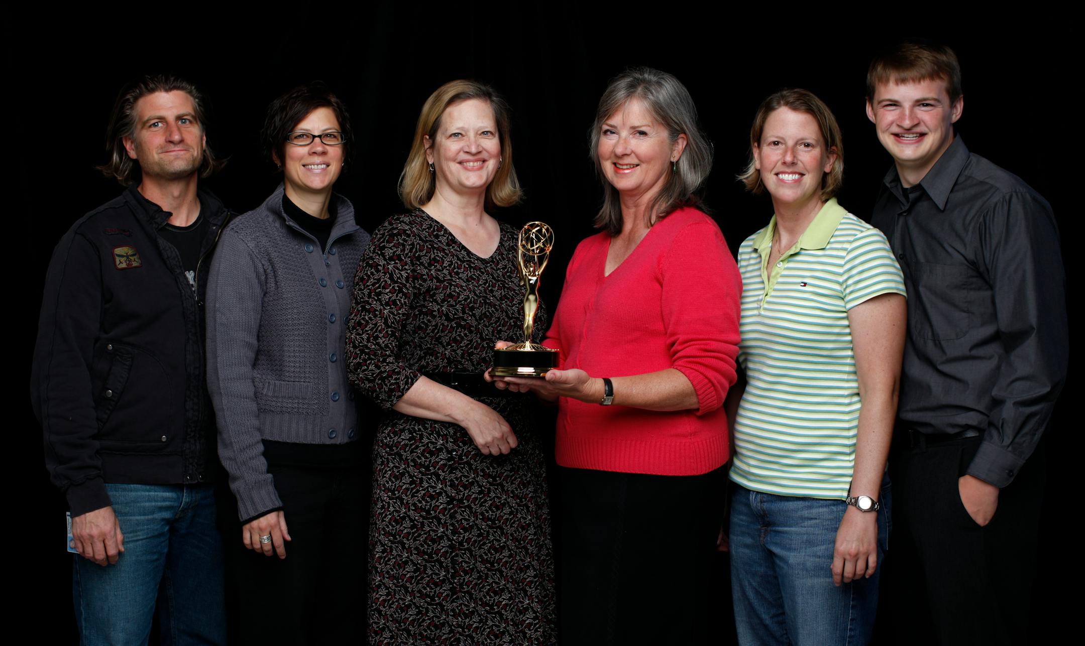 And the Emmy goes to... the Star Tribune video team for their work on a baking video. From left: Matt Gillmer, Jenni Pinkley, Lee Svitak Dean, Kim Ode, Shari Gross, and Ewen McKenna.