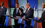 Donald Trump, the real estate mogul and television personality, speaks during the first debate of ten leading Republican presidential hopefuls, at the