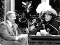 Ed McMahon, left and Johnny Carson (as Carnac the Great) ham it up on "The Tonight Show."