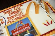 The Roseville McDonald's celebrated 60 years of business with sixty cents hamburgers and free cake on Monday, September 25, 2017, in Roseville, Minn. 