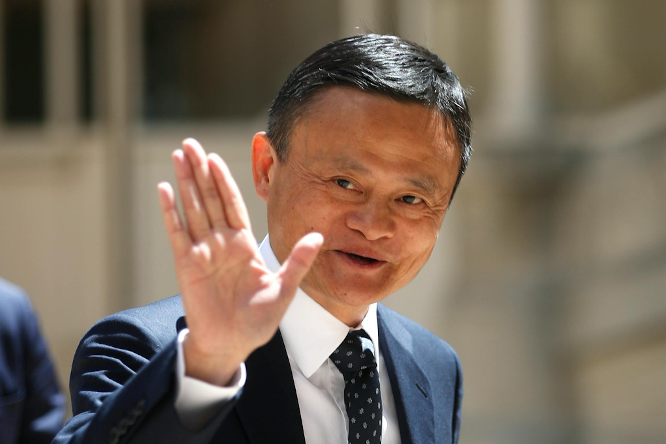 FILE - In this May 15, 2019, file photo, founder of Alibaba group Jack Ma arrives for the Tech for Good summit in Paris. Ma is stepping down as chairman at a time when its industry faces rapid change and uncertainty amid a U.S.-Chinese trade war. Ma gave up his post on his 55th birthday as part of a succession announced a year earlier. (AP Photo/Thibault Camus, File)