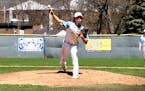 Blaine pitcher Sam Riola delivers a pitch during a game against Forest Lake in which he picked up the victory.