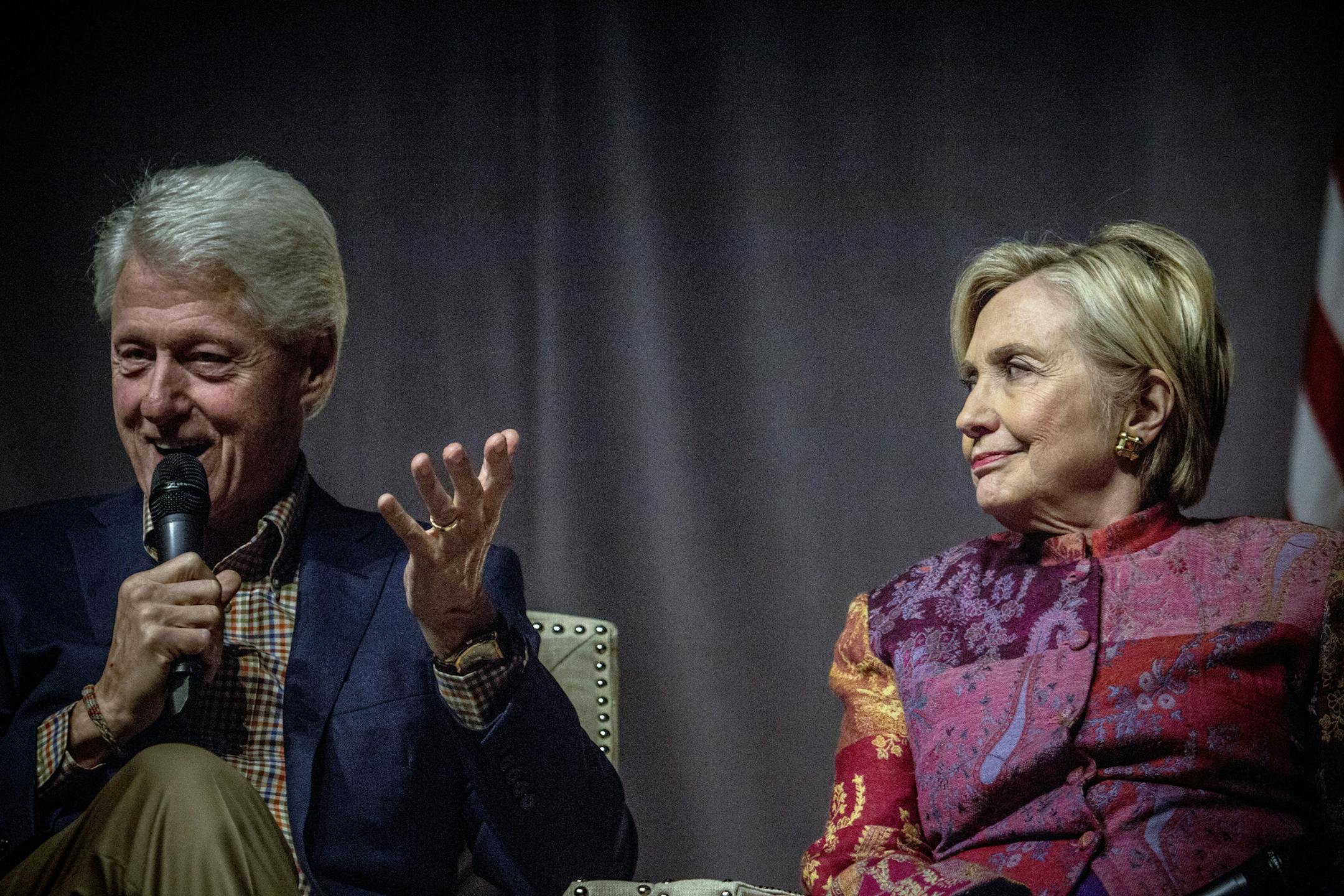 Hillary Clinton and former President Bill Clinton during an event commemorating the 25th anniversary of his election in Little Rock, Ark., on November 18, 2017. FBI agents have renewed asking questions about the dealings of the Clinton Foundation amid calls from President Trump and top Republicans for the Justice Department to take a fresh look at politically charged accusations of corruption. (Andrea Morales/The New York Times)