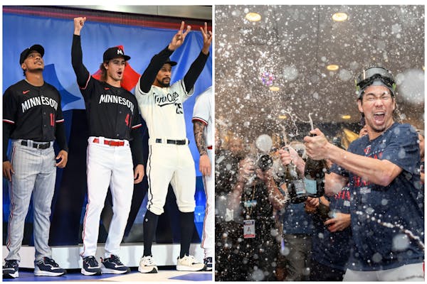 The Twins showed off their new uniforms before the holidays last season and show off their celebration skills Wednesday after sweeping the Blue Jays.