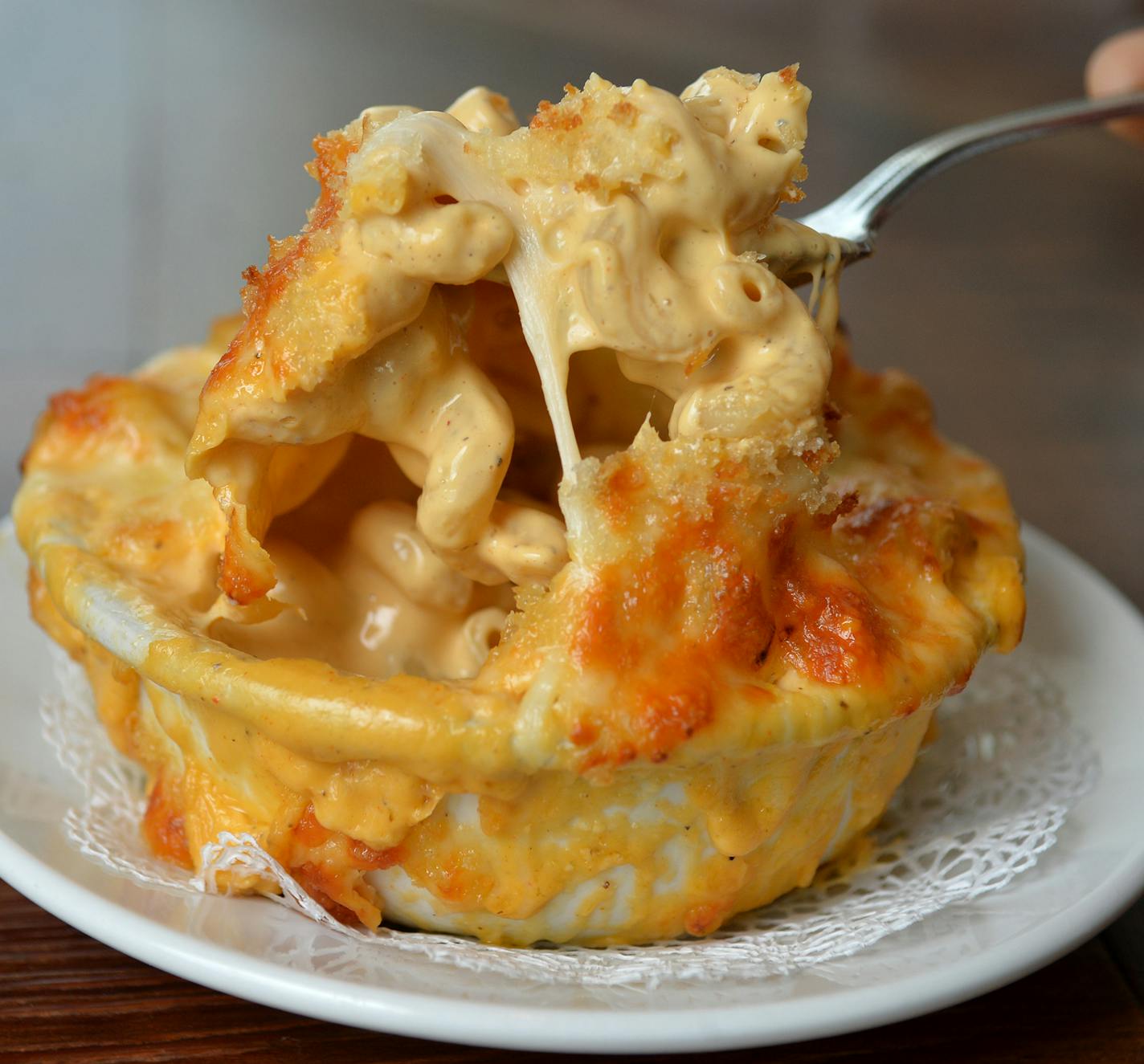 Revival&#x2019;s macaroni and cheese, baked to cheesy perfection.