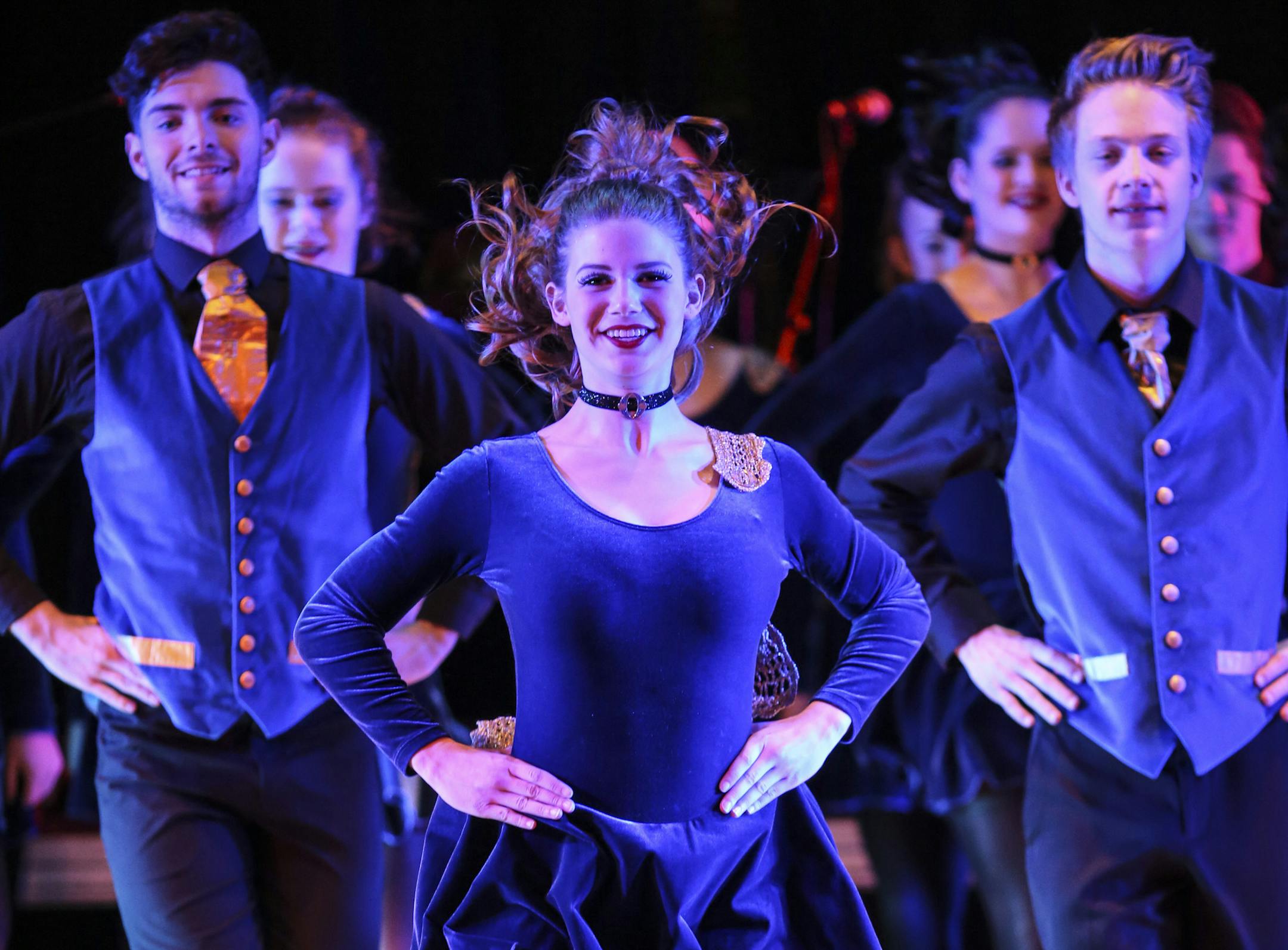 Dancer Amy Green led the group of dancers as they danced in preparation for their Kickin’ It Irish show the weekend before St. Patrick’s Day at O’Shea Irish Dance at Celtic Junction in St. Paul, Minn., on Thursday, March 12, 2015. Also pictured is Evan Lowe and Liam Slattery.