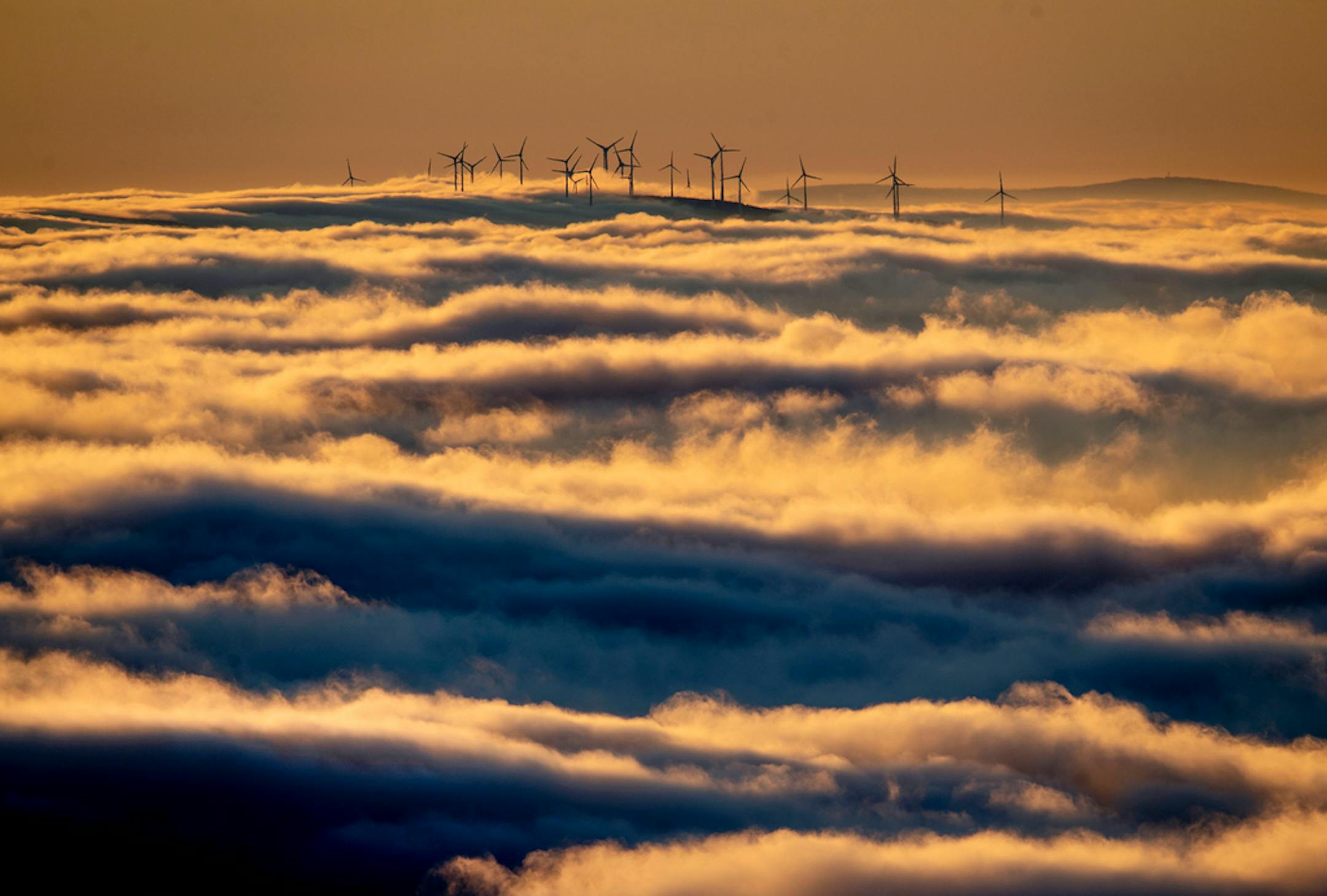 Wind turbines near Frankfurt, Germany.