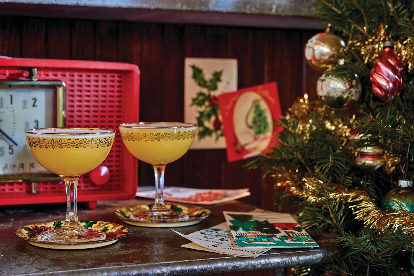 Four Calling Birds, with John Denver and the Muppets Christmas Together..Excerpted from A BOOZE &amp; VINYL CHRISTMAS: Merry Music-and-Drink Pairings to Celebrate the Season by André Darlington. (Running Press, 2023). Photo credit: Jason Varney.