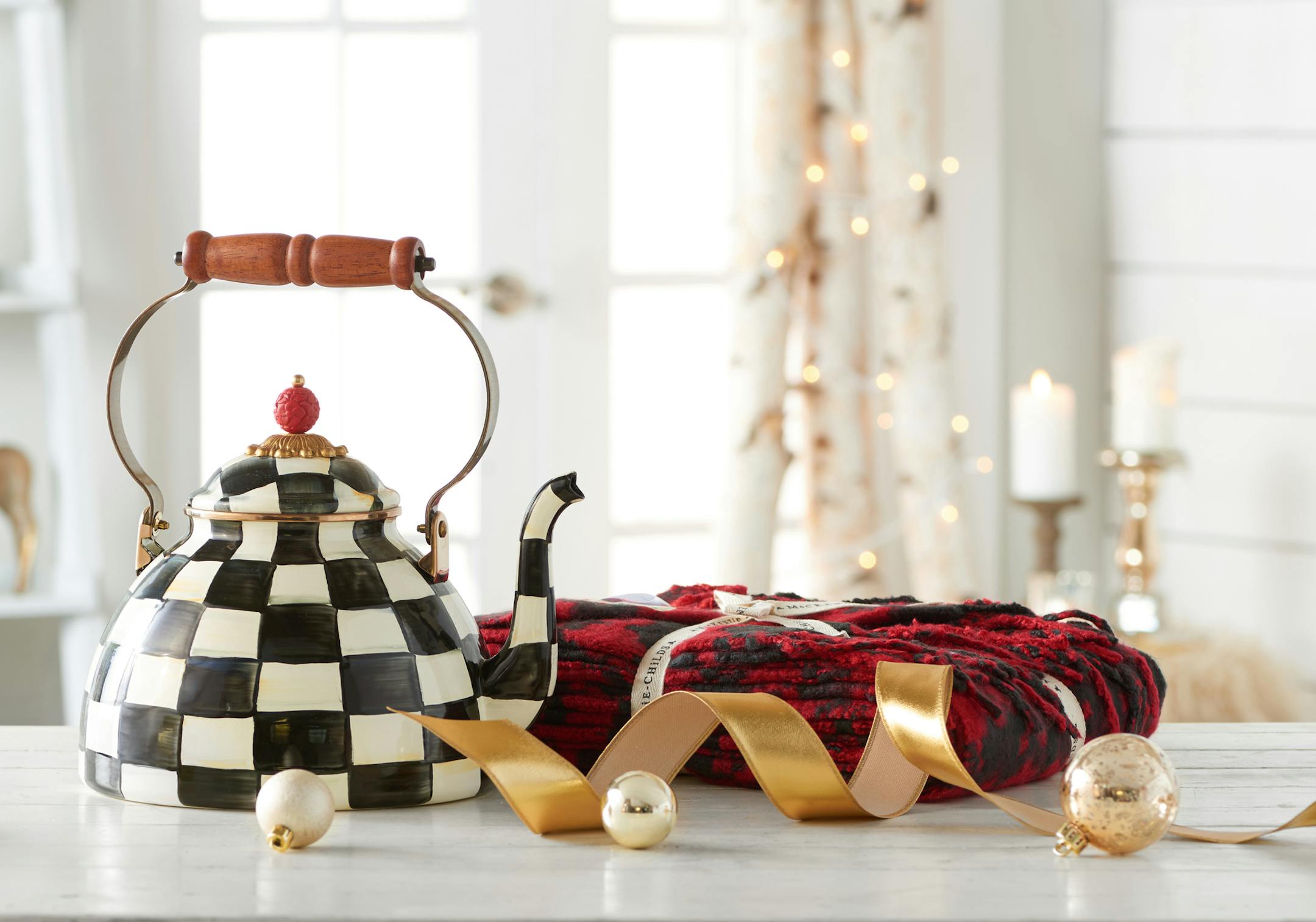 This tea kettle is one of MacKenzie-Childs' most iconic items.