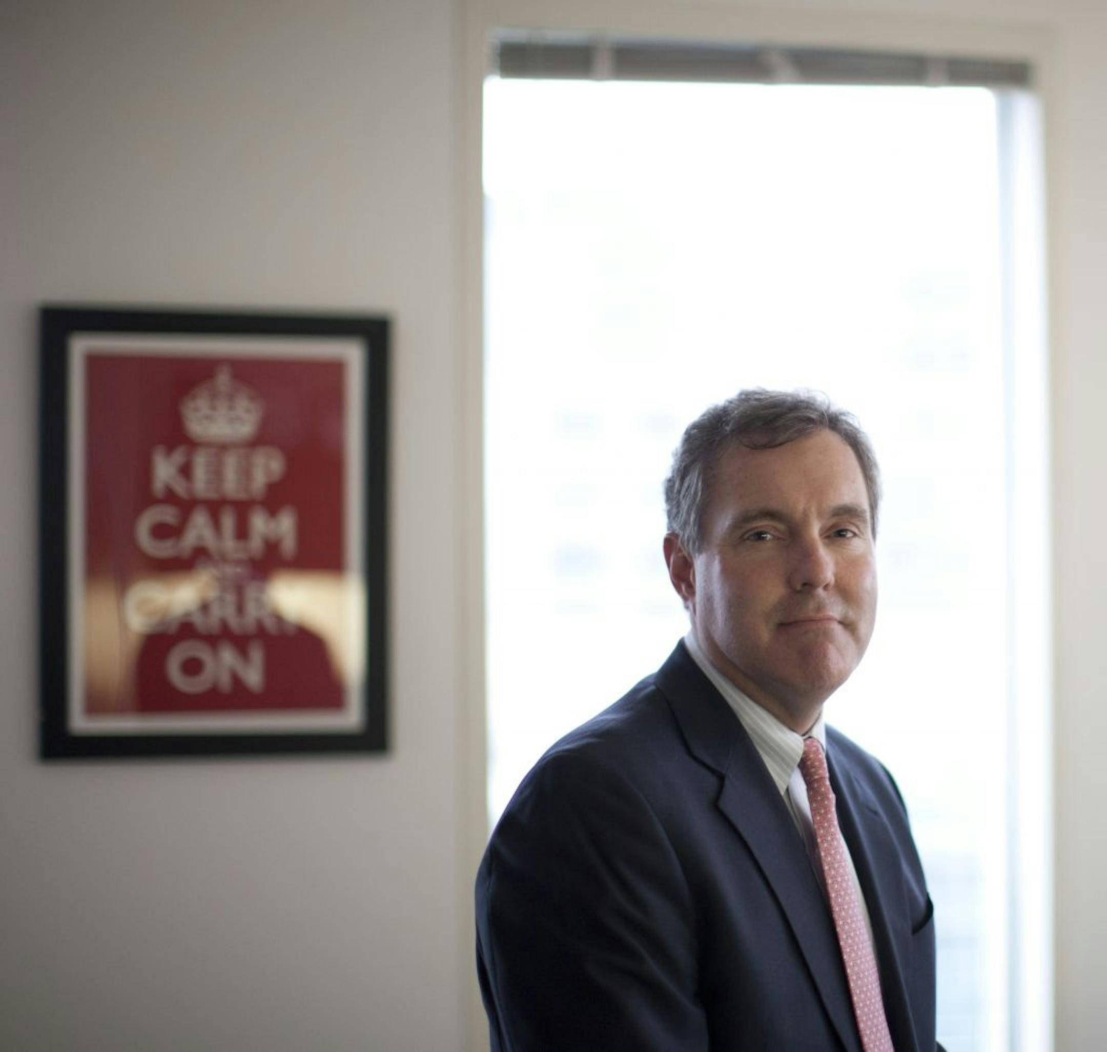 Andrew Humphrey, managing partner of Faegre & Benson, in his office Wednesday afternoon, October 12, 2011 in Minneapolis, Minn. The Minneapolis law firm announced Wednesday that it was merging with the Indianapolis firm of Baker & Daniels.