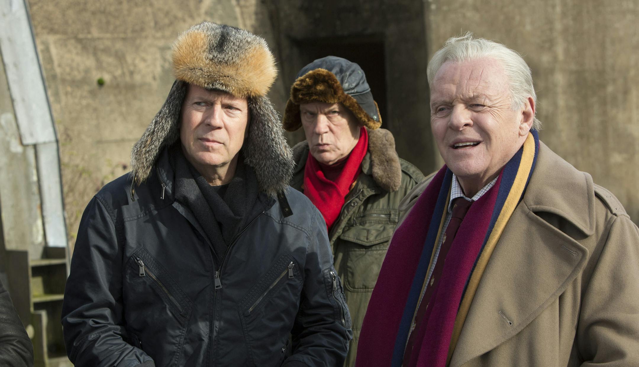 (L-R) BRUCE WILLIS, JOHN MALKOVICH and ANTHONY HOPKINS star in RED 2 Photo: Frank Masi, SMPSP ¬© 2013 Summit Entertainment, LLC. All rights reserved.