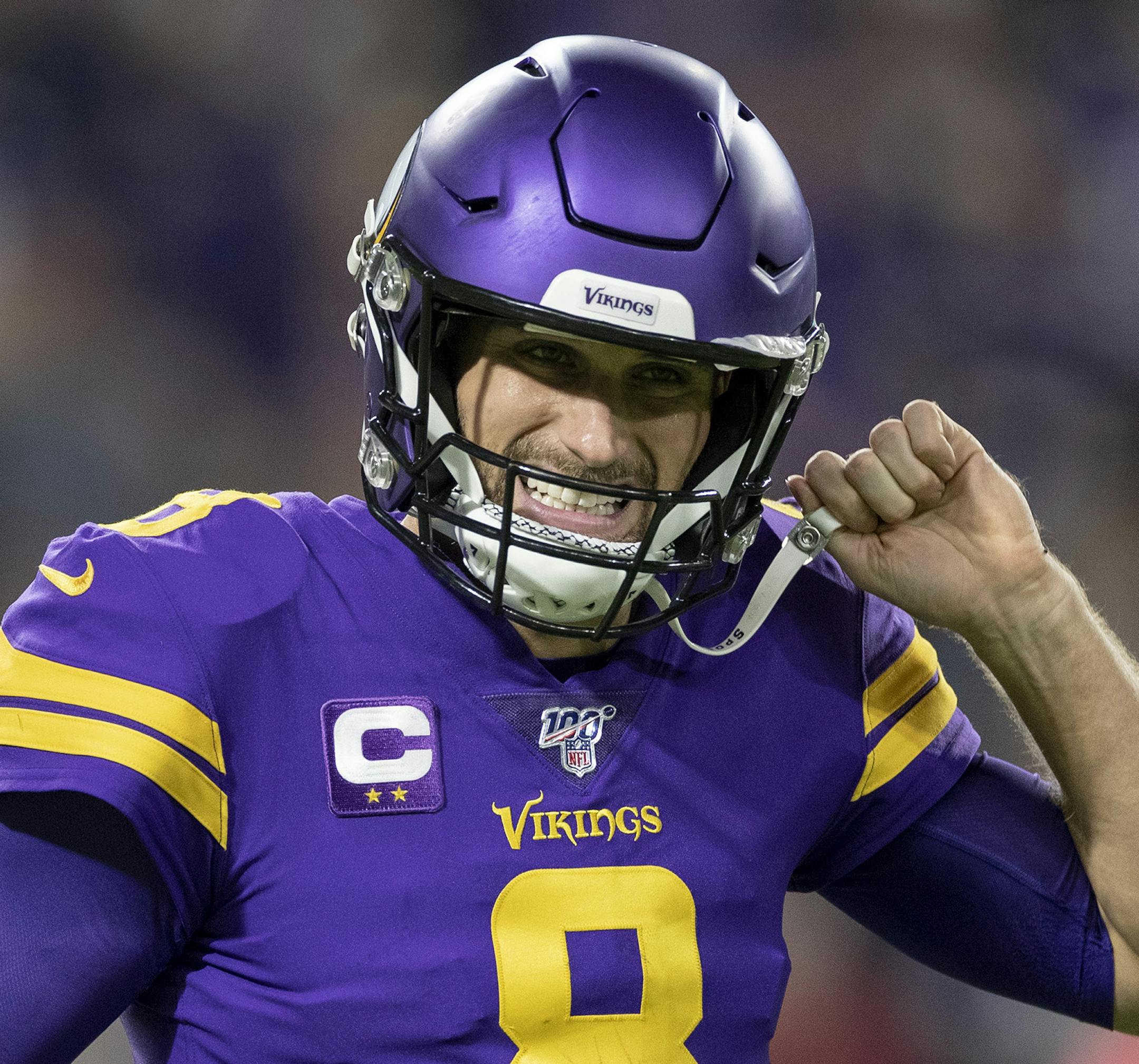 Minnesota Vikings quarterback Kirk Cousins (8) after being sacked in the second quarter. ] CARLOS GONZALEZ • cgonzalez@startribune.com – Minneapolis, MN – October 24, 2019, U.S. Bank Stadium, NFL, Minnesota Vikings vs. Washington Redskins