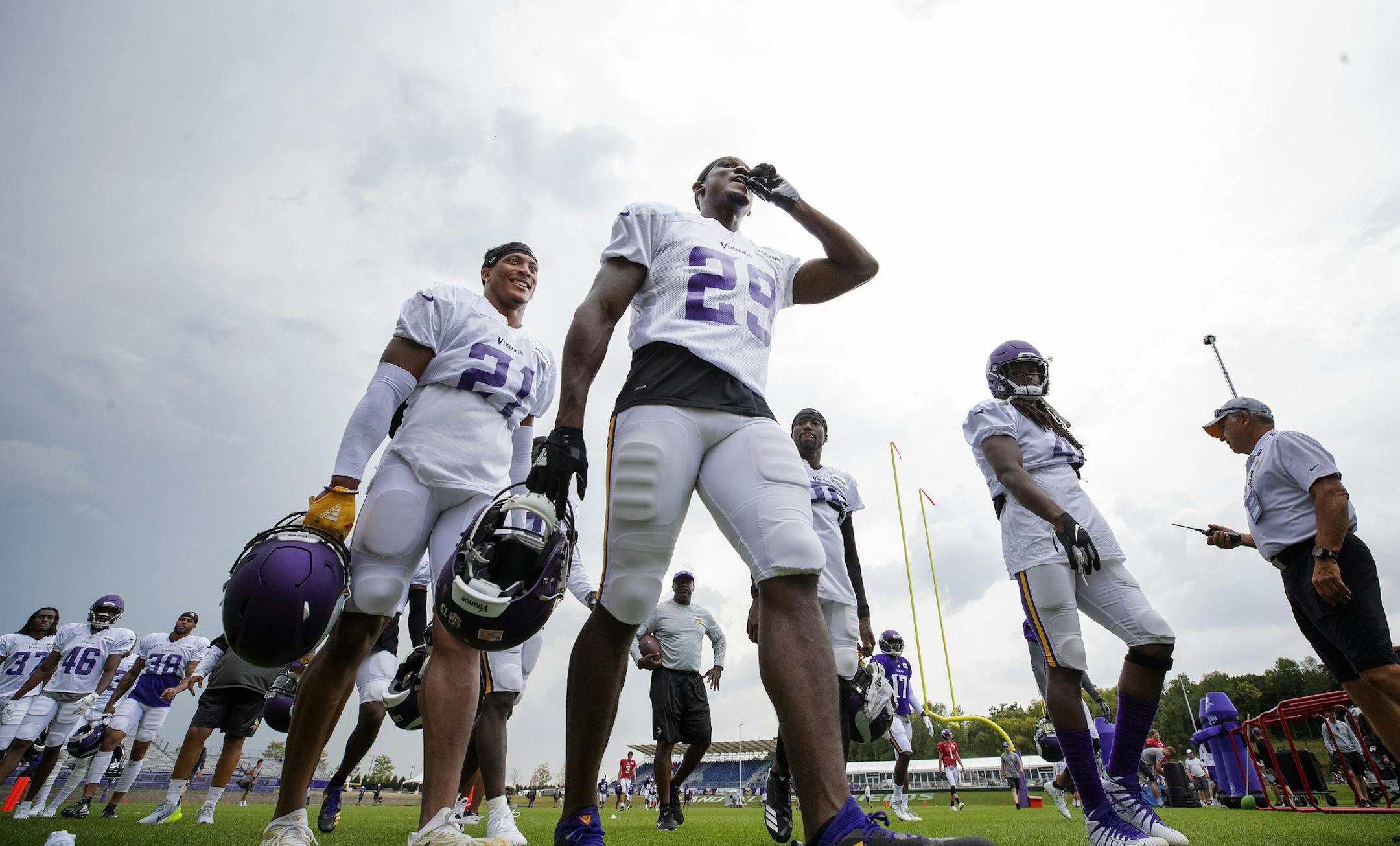 Players evacuated the Minnesota Vikings and Jacksonville Jaguars joint practice due to a severe weather warning. ] CARLOS GONZALEZ ï cgonzalez@startribune.com ñ August 16, 2018, Eagan, MN, Twin Cities Orthopedics Performance Center, Minnesota Vikings Training Camp, - Jacksonville Jaguars