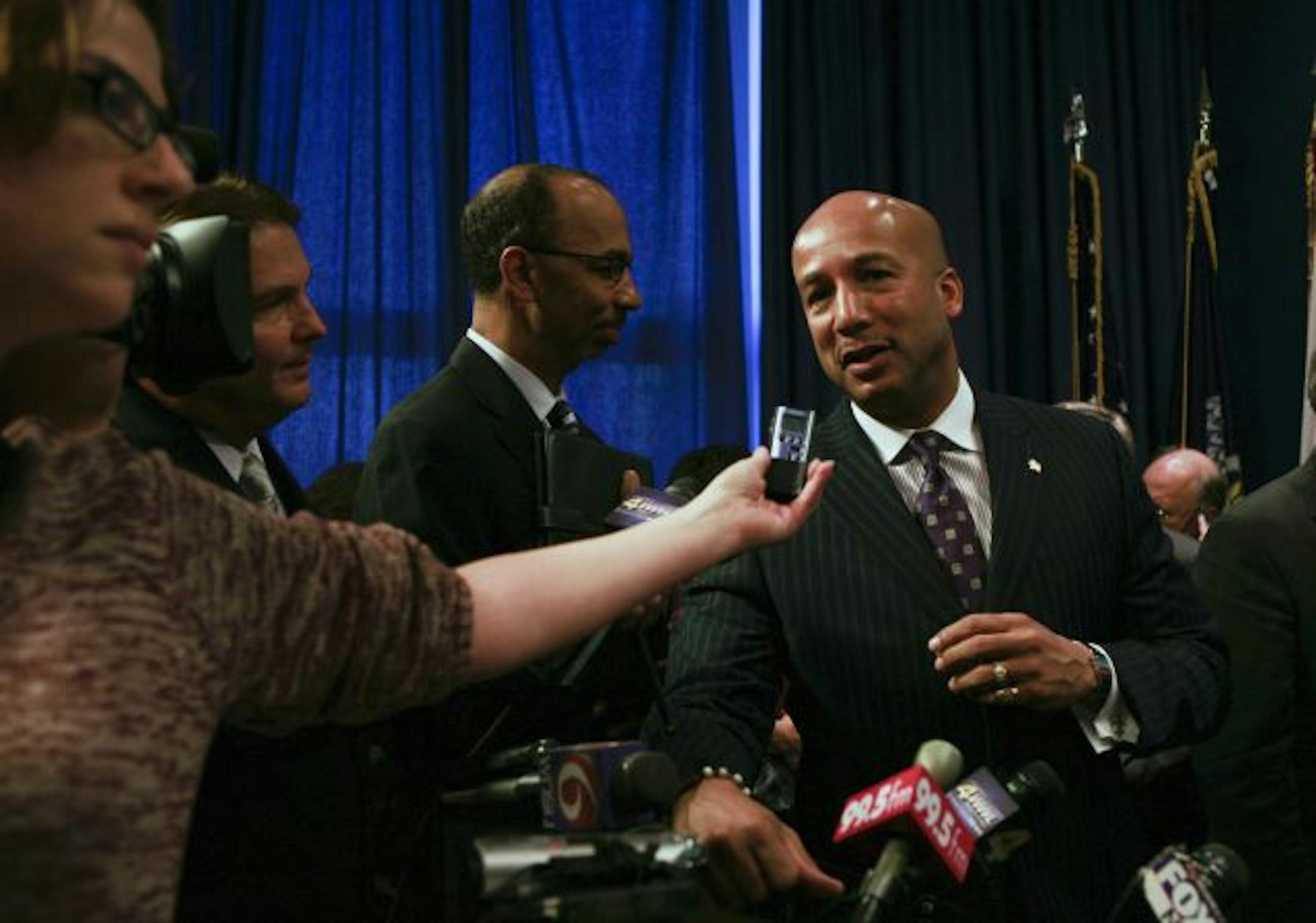 C. Ray Nagin, then mayor of New Orleans, speaks during a press conference in New Orleans on Nov. 25, 2008.
