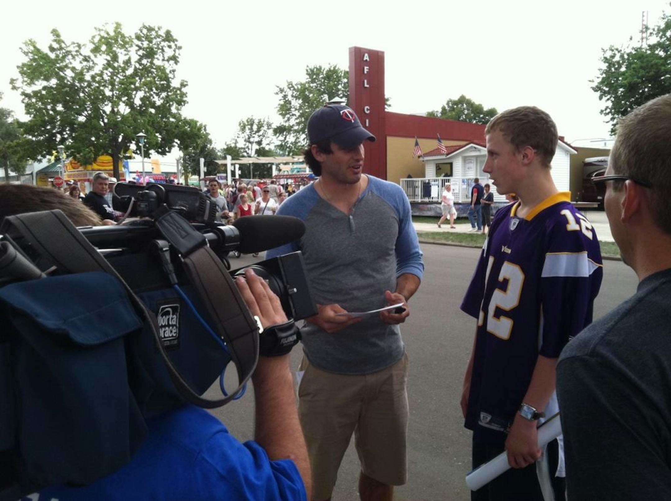 Even Vikings quarterback Christian Ponder was wearing a Twins cap at the State Fair on Sunday.