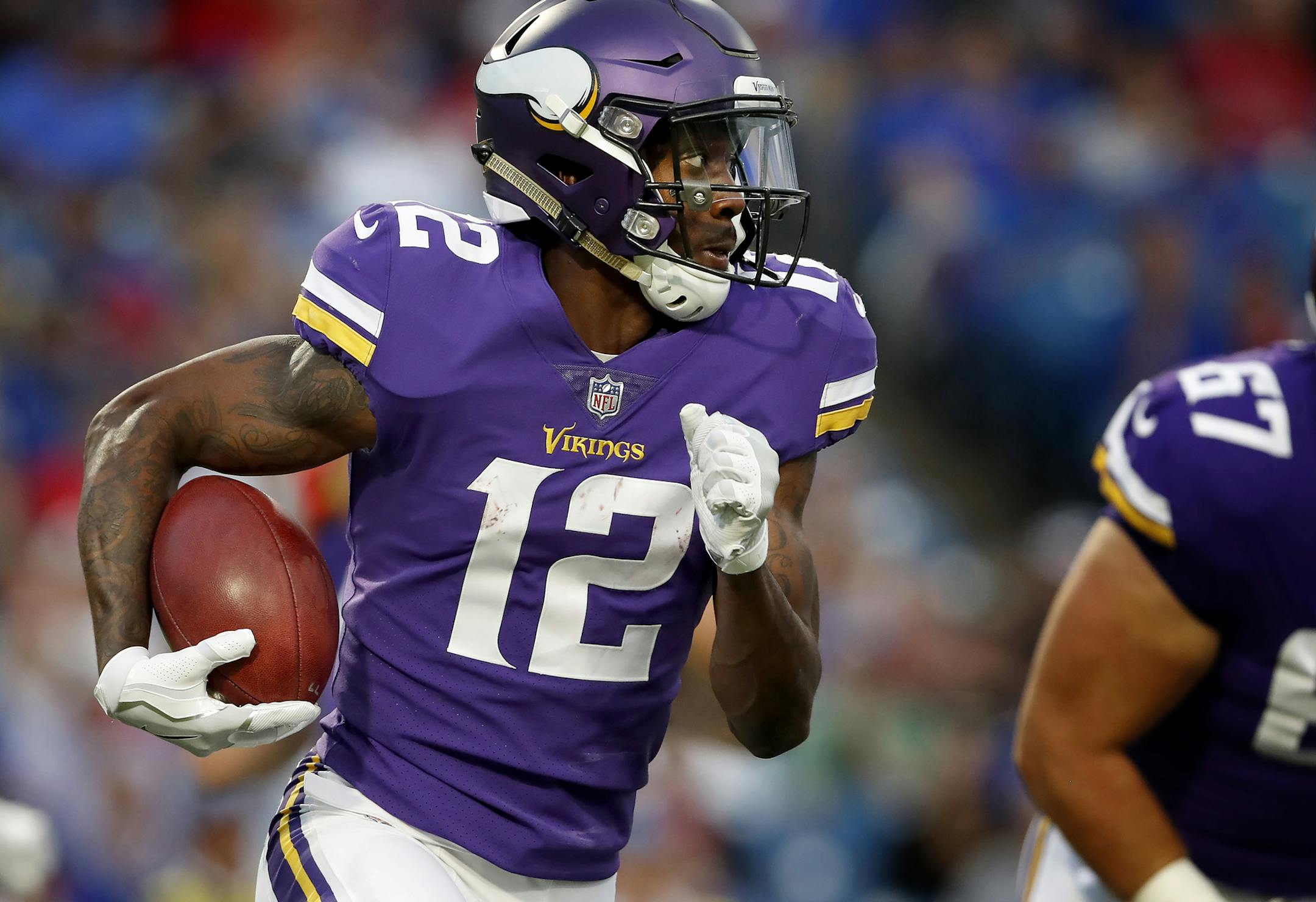 Minnesota Vikings Rodney Adams returned a kickoff in the second quarter. ] CARLOS GONZALEZ ï cgonzalez@startribune.com - August 10, 2017, Orchard Park, NY, New Era Field, NFL, Minnesota Vikings vs. Buffalo Bills