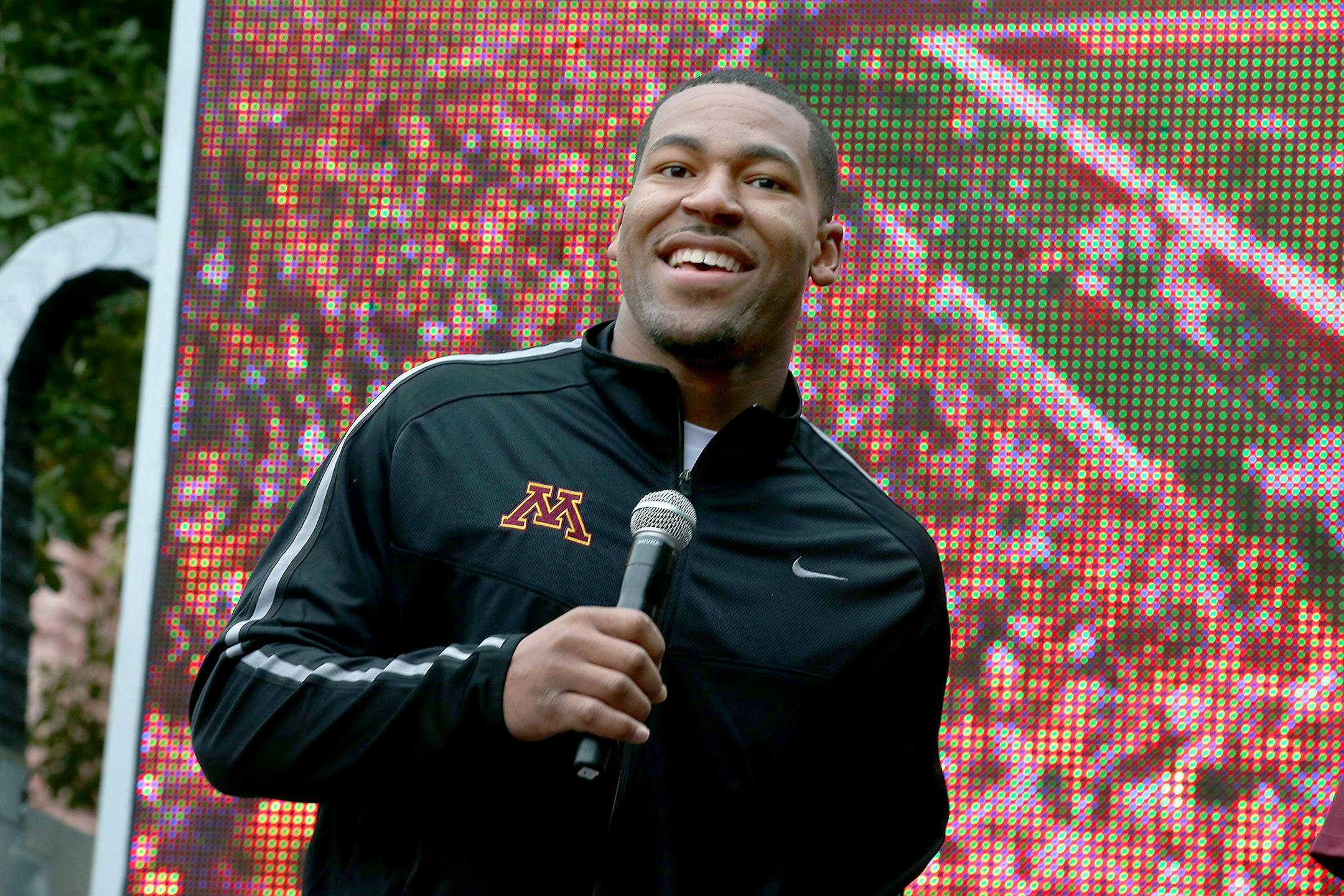 Minnesota's running back David Cobb thanked fans during a team pep rally at the Buffalo Wild Wings Citrus Bowl Pep Rally, Wednesday, December 31, 2014 in Orlando, FL. ] (ELIZABETH FLORES/STAR TRIBUNE) ELIZABETH FLORES � eflores@startribune.com
