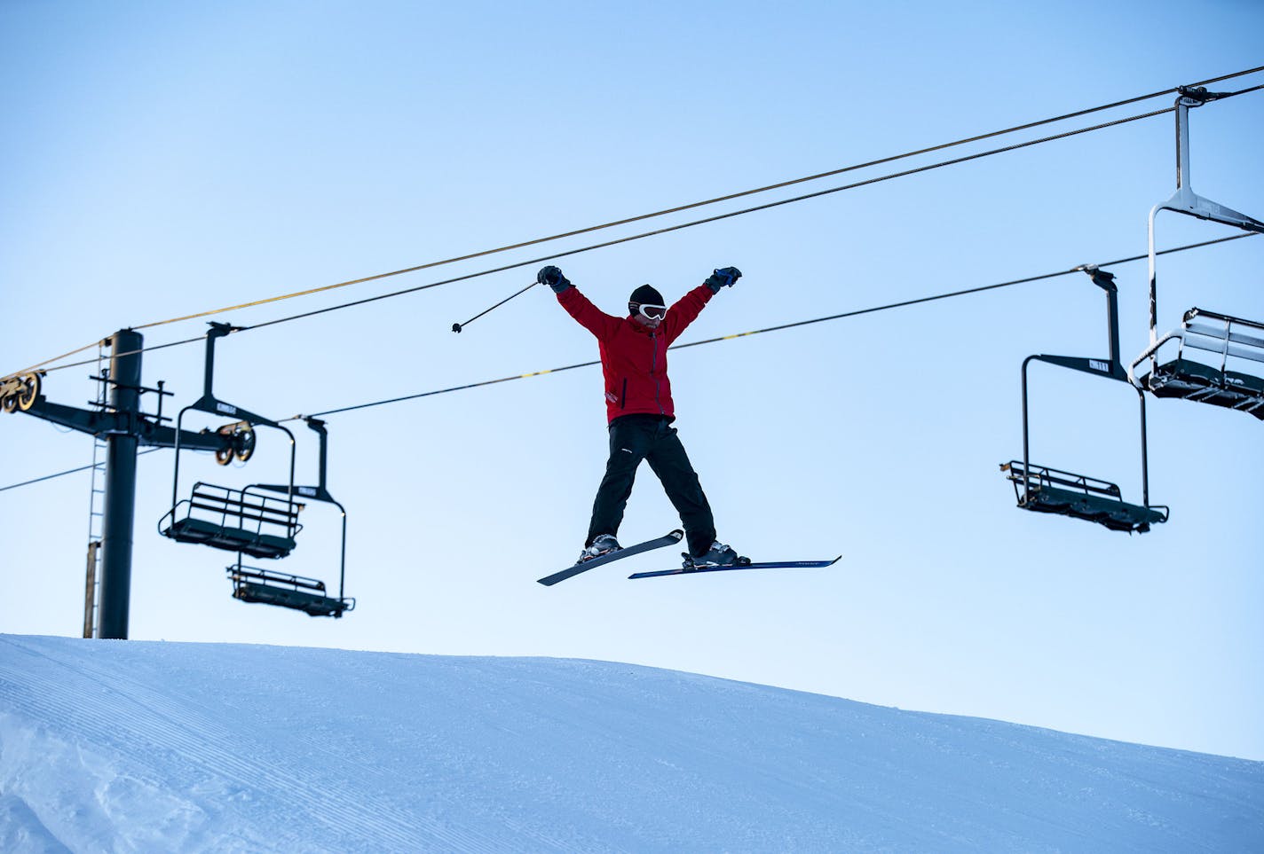 A skier caught some air off a ski jump at the Spirit Mountain terrain park last winter. Duluth's ski hill will open this winter after the City Council approved $300,000 for the mountain on Monday. ALEX KORMANN / alex.kormann@startribune.com