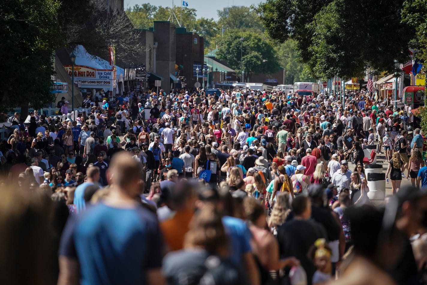 A large crowd attended the last day of the Minnesota State Fair in Falcon Heights, Minn., on Monday, September 6, 2021.