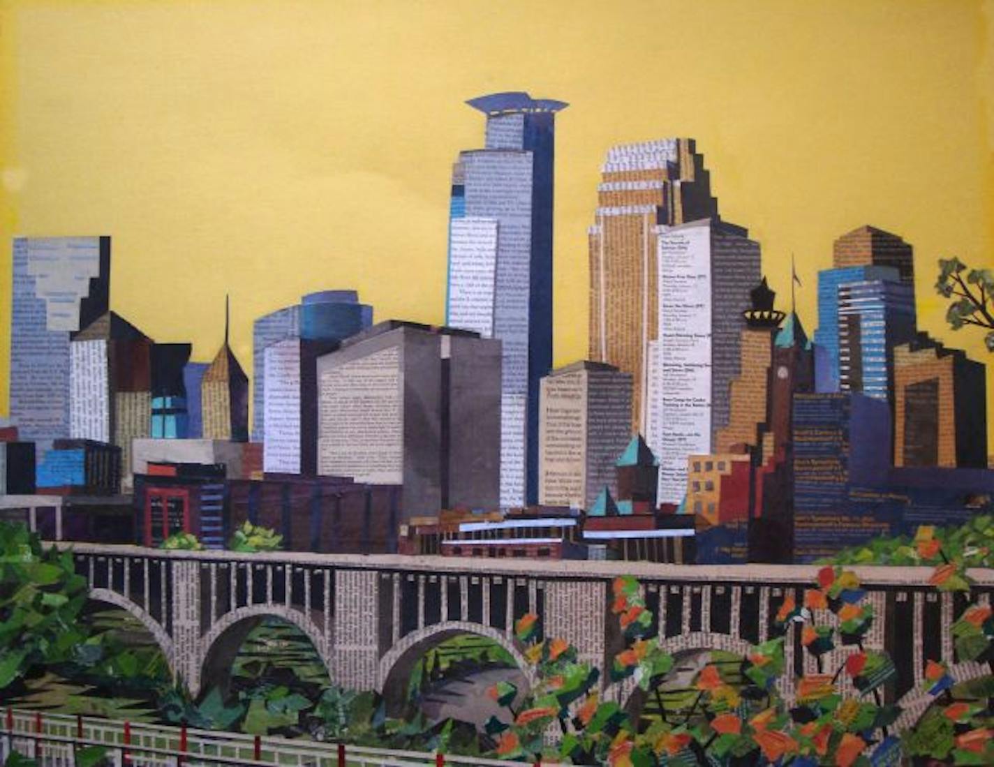 Artwork, - " Minneapolis skyline" by paper artist Raju Lamichhane, of Hopkins, Minn.