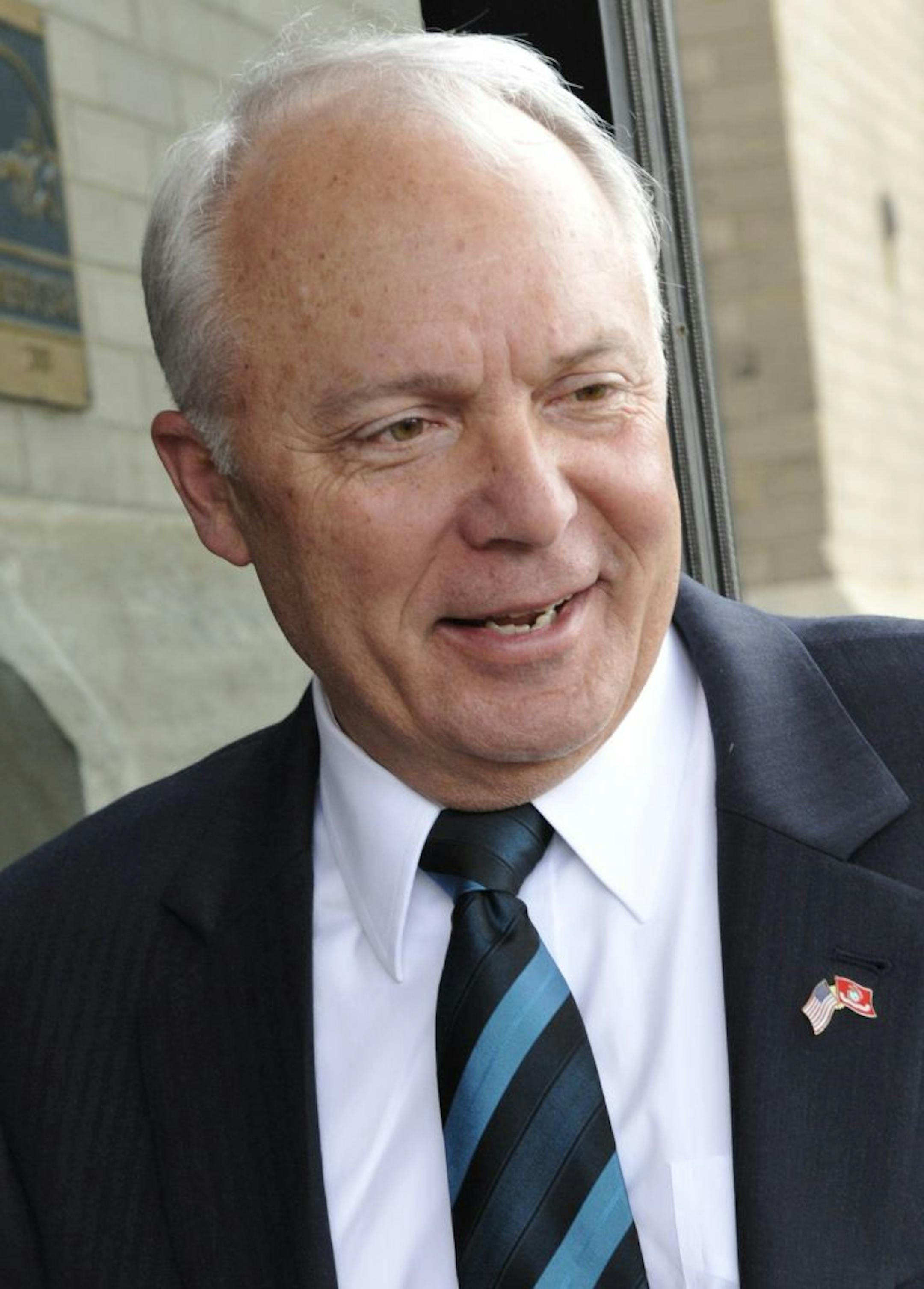 In this photo made Wednesday, May 18, 2011, Republican Rep. John Kline is shown in Minneapolis. Kline is being challenged by Democratic candidate Mike Obermueller who is hoping to unseat the five-term incumbent Kline in Minnesota's reshaped 2nd Congressional District.