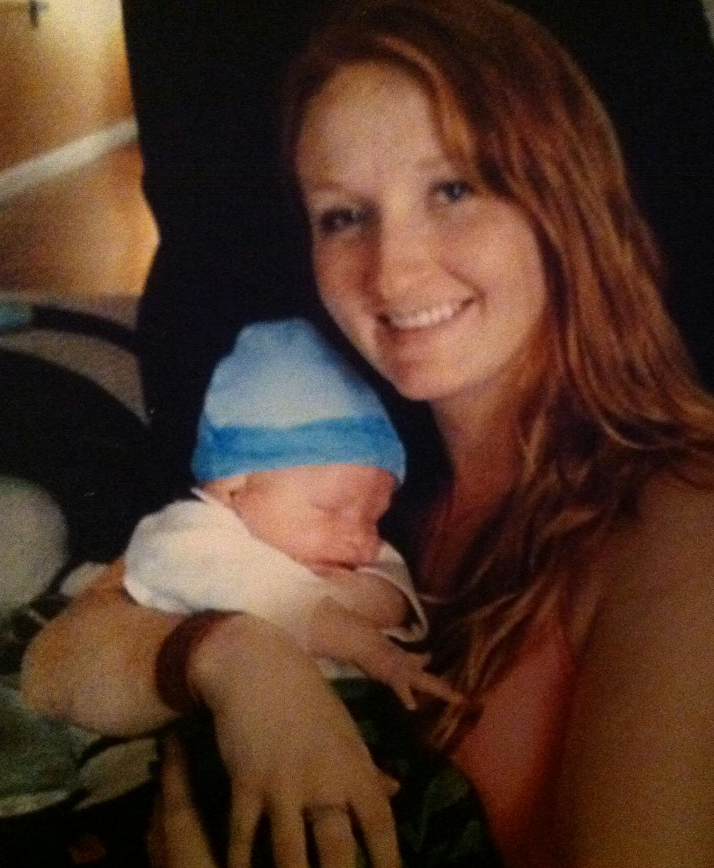 Kathryn Schneider holds her newborn son, Skylar, now 2-years old. Photo was taken in May, 2012. Photo was provided by Tracy Podpeskar, Kathryn Schneider's sister.