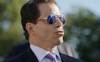 White House communications director Anthony Scaramucci speaks to members of the media outside the White House in Washington, Tuesday, July 25, 2017. (