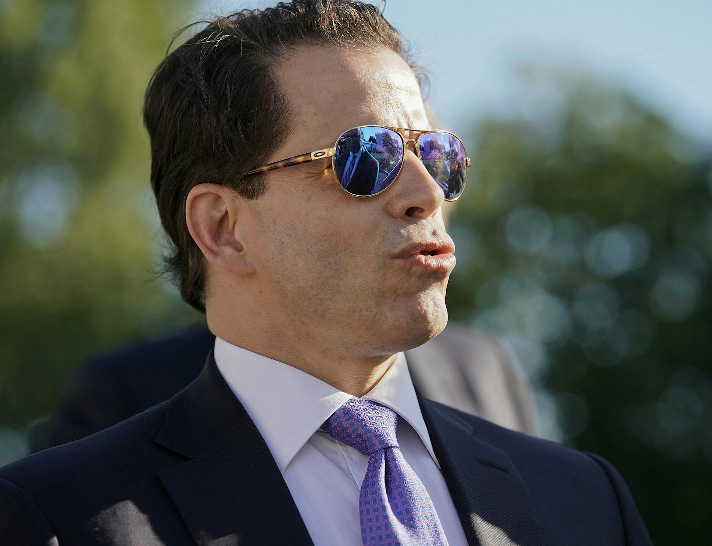 White House communications director Anthony Scaramucci speaks to members of the media outside the White House in Washington, Tuesday, July 25, 2017. (AP Photo/Pablo Martinez Monsivais) ORG XMIT: MIN2017080311523520