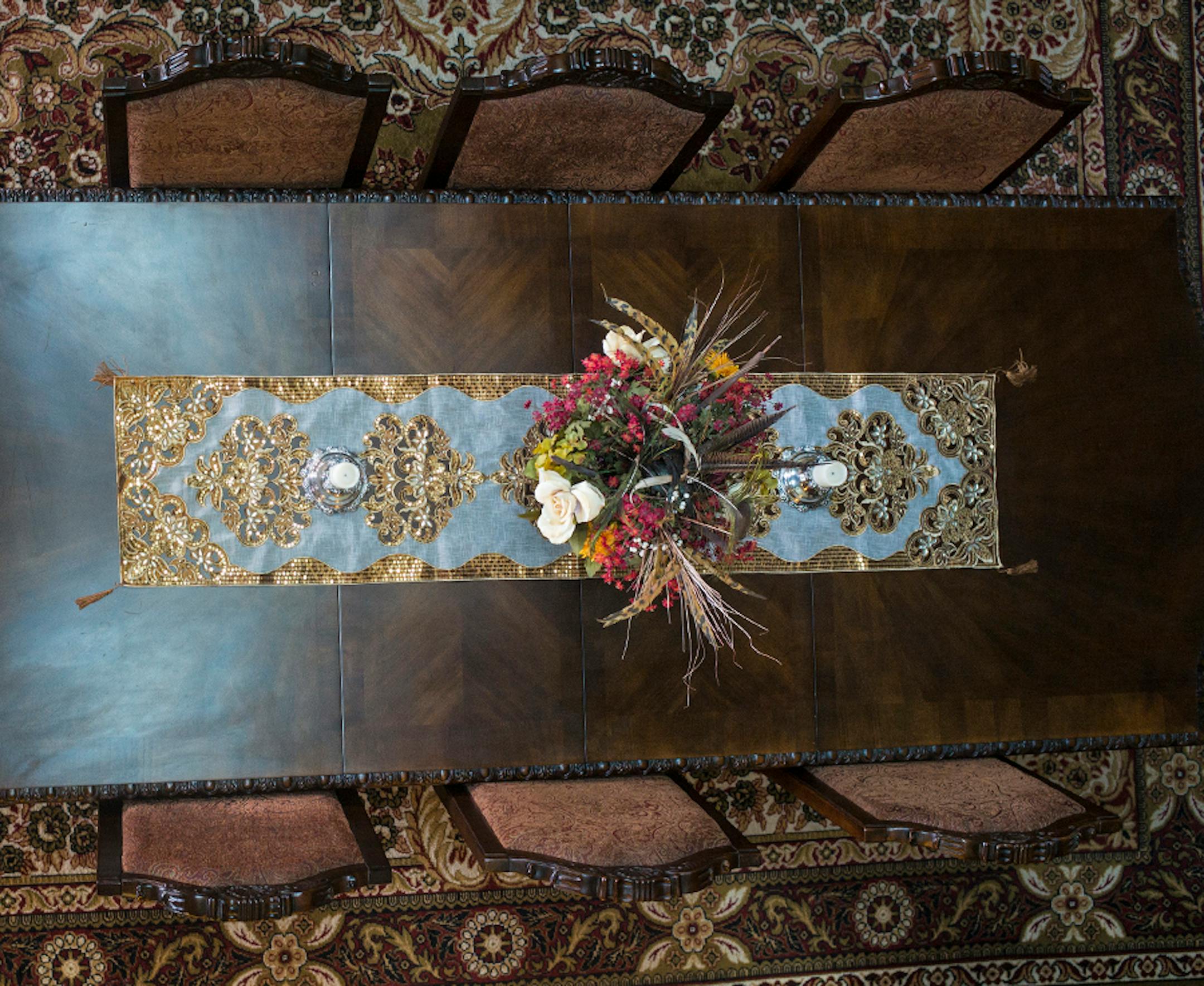 The second-story of the courtyard offers a bird's eye view of the dining table.