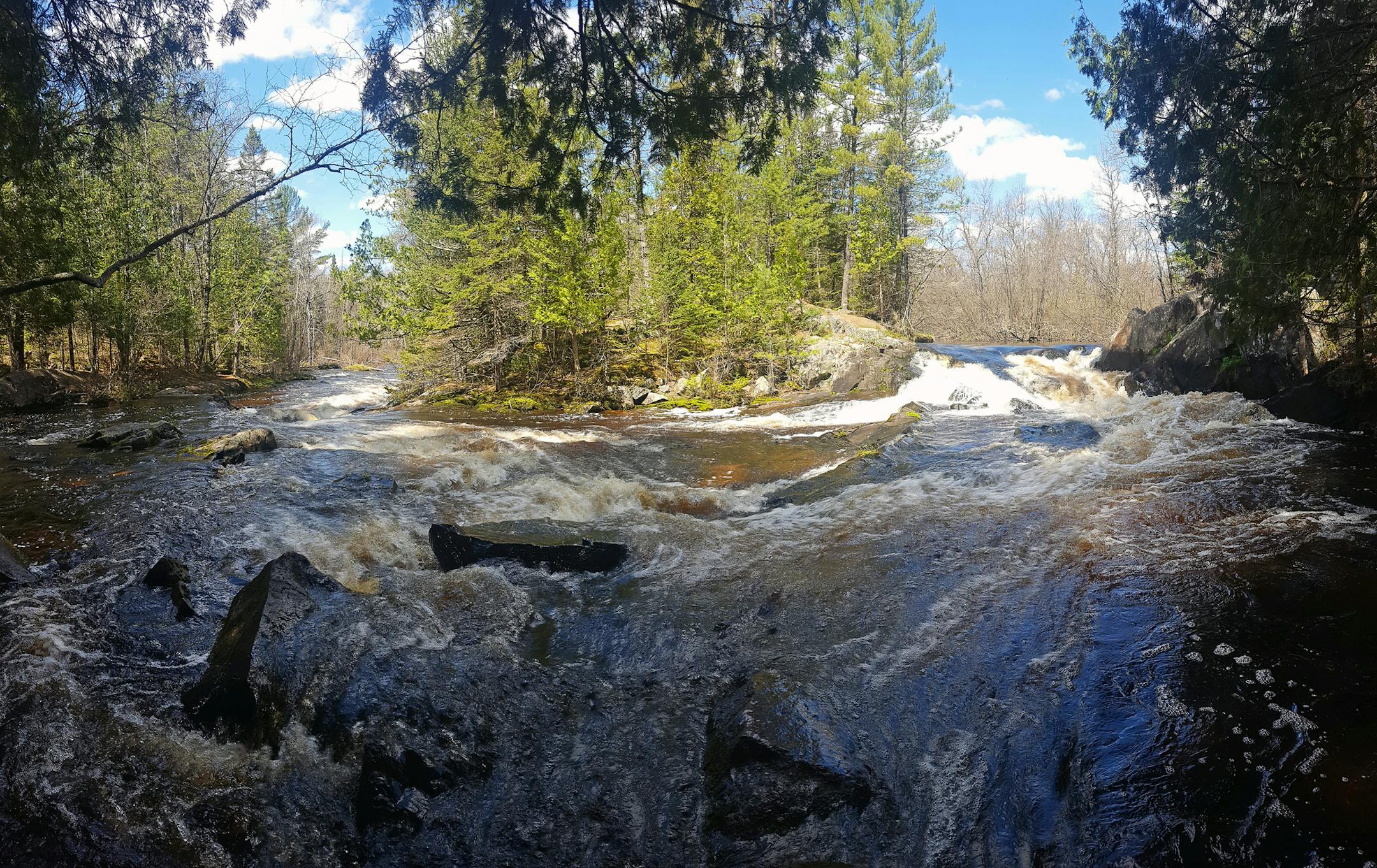 Horseshoe Falls is situated on a picturesque bend in the Pike River near Dunbar, Wis.