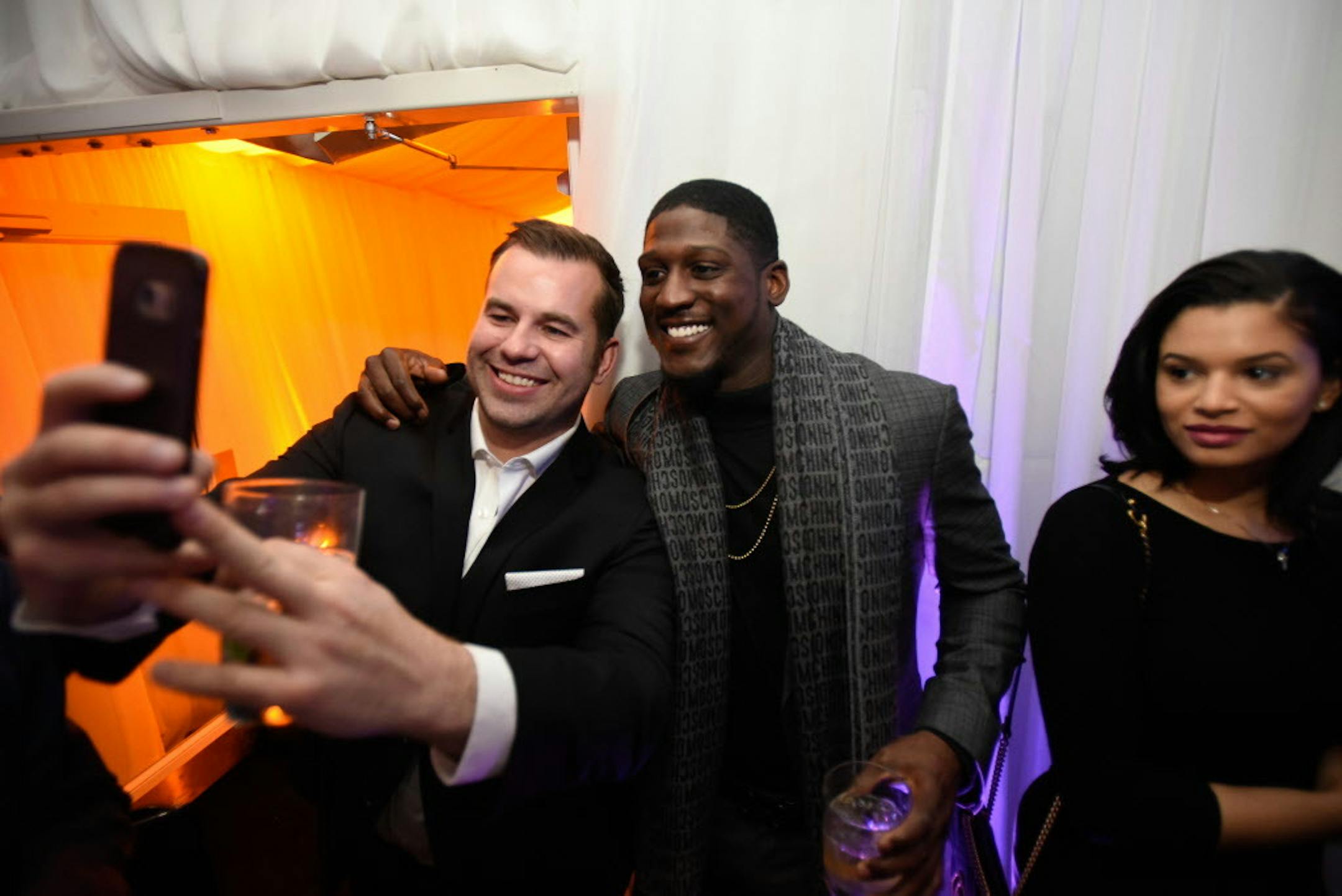 Bach Parker of Minneapolis took a selfie with Vikings cornerback Xavier Rhodes.