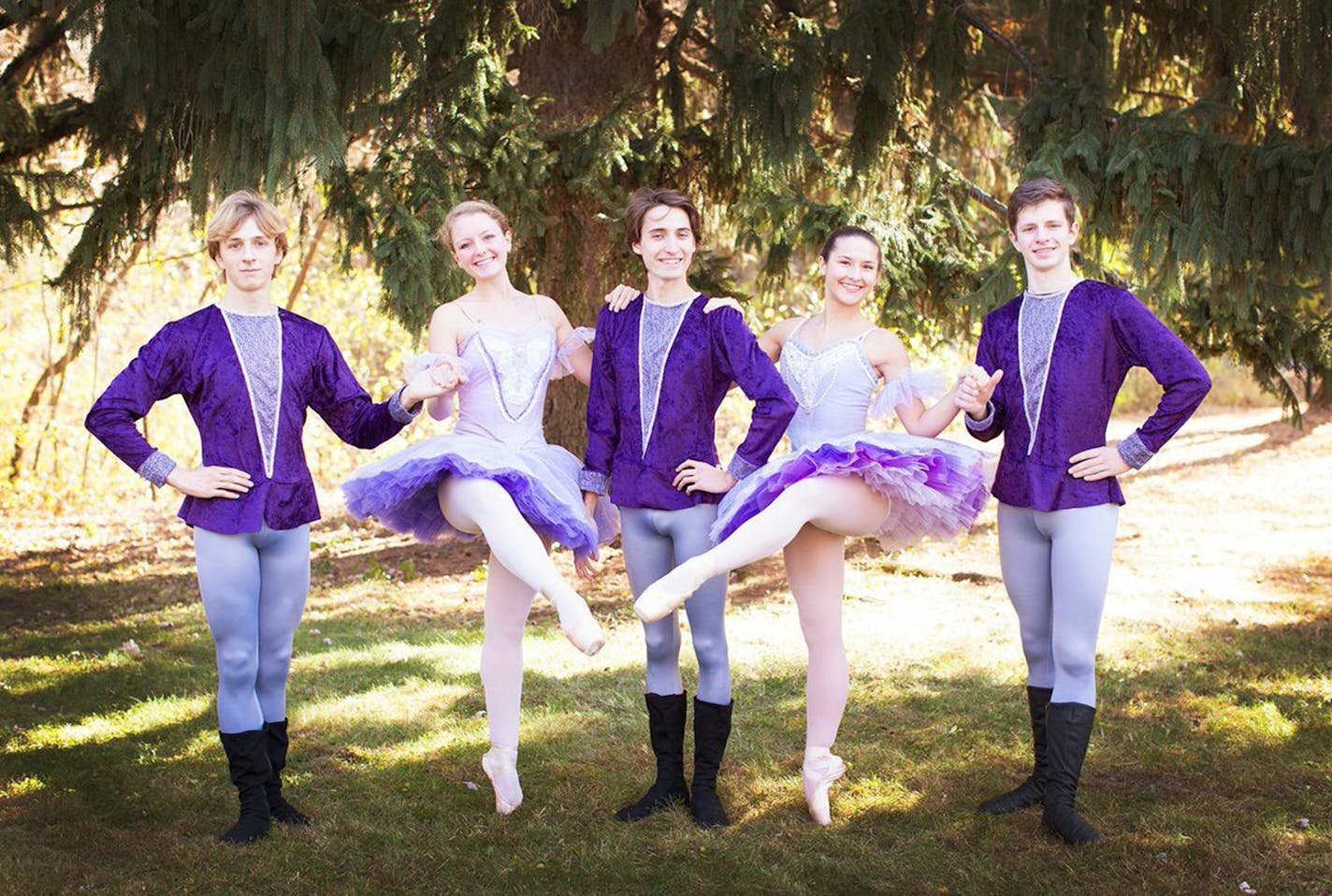 From left to right, performers in the St. Croix Ballet&#x201a;&#xc4;&#xf4;s presentation of &#x201a;&#xc4;&#xfa;The Nutcracker&#x201a;&#xc4;&#xf9;: Sugar Plums' Catherine Wessel and Ava Wichser (split) and Cavaliers' Will Kratz, Noah Roesler, and Jeremy Baxter.