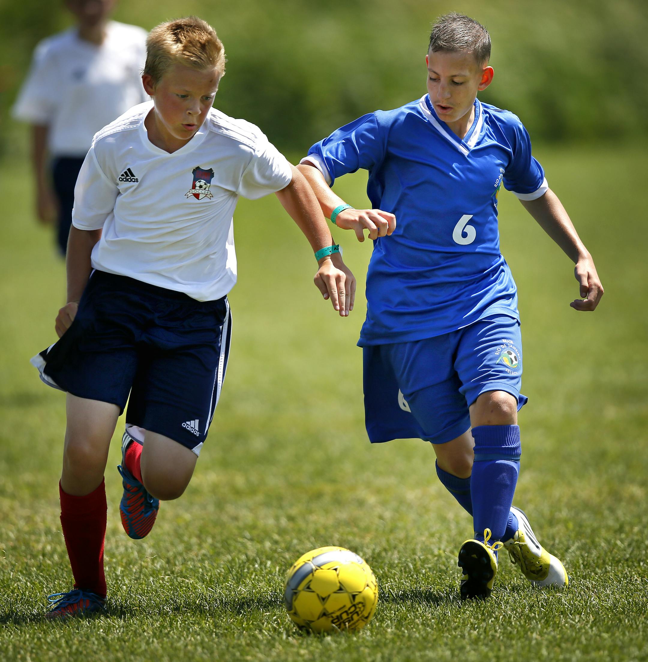 After battling brain cancer, Zeffen Thurow (right) is playing on the Brazilian U14 team at the Schwan Cup ] BRIAN PETERSON ‚Ä¢ brianp@startribune.com Blain, MN - 07/18//2013