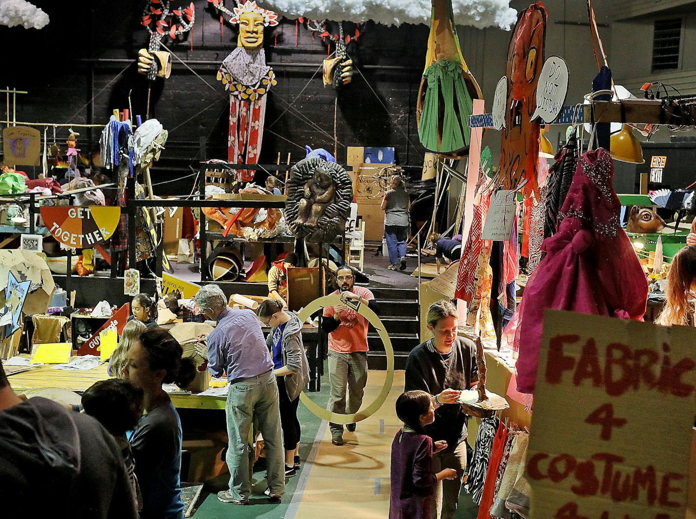 Staff and volunteers prepared for the upcoming MayDay Parade at Heart of the Beast Puppet and Mask Theatre on April 13, 2019, in Minneapolis. The 45th annual parade begins Sunday at noon.