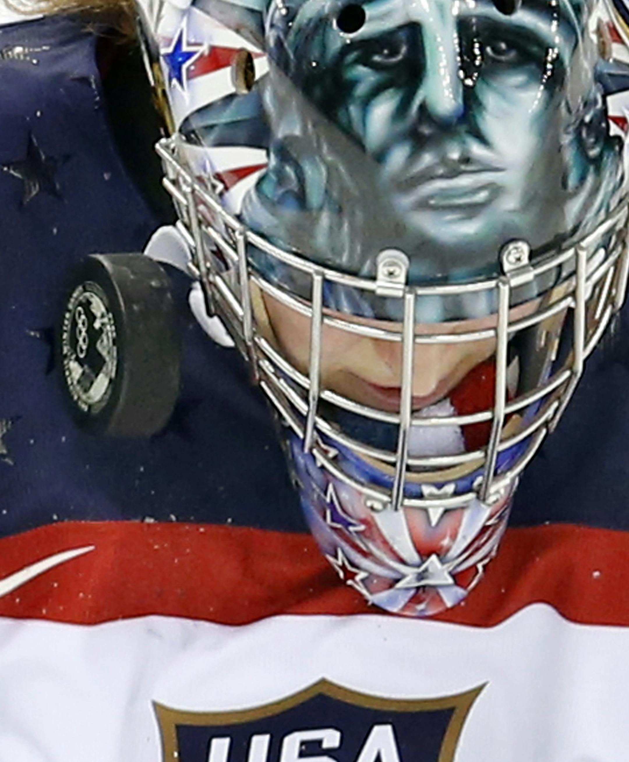 USA goalie Jessie Vetter (31) blocked a shot in the second period. Canada beat USA by a final score of 3-2. ] CARLOS GONZALEZ cgonzalez@startribune.com - February 12, 2013, Sochi, Russia, Sochi 2014 Winter Olympics, Shayba Arena, Women's Hockey, Team USA vs. Canada