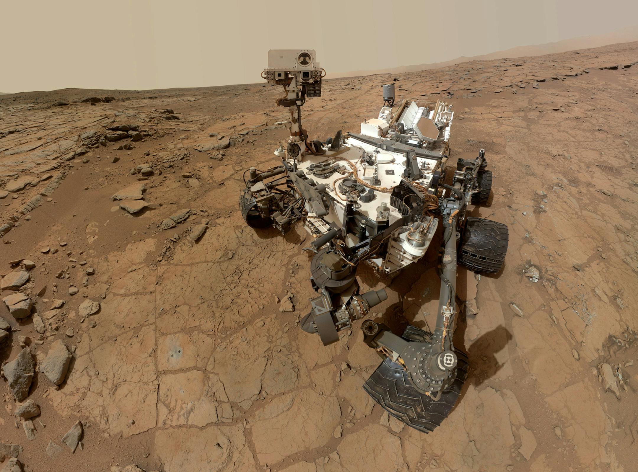 FILE - This photo released by NASA shows a self-portrait taken by the NASA rover Curiosity in Gale Crater on Mars. (AP Photo/NASA)