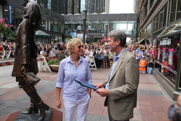Minneapolis Mayor R.T. Rybak chatted with TV talk show host Ellen DeGeneres when she visited the city recently.