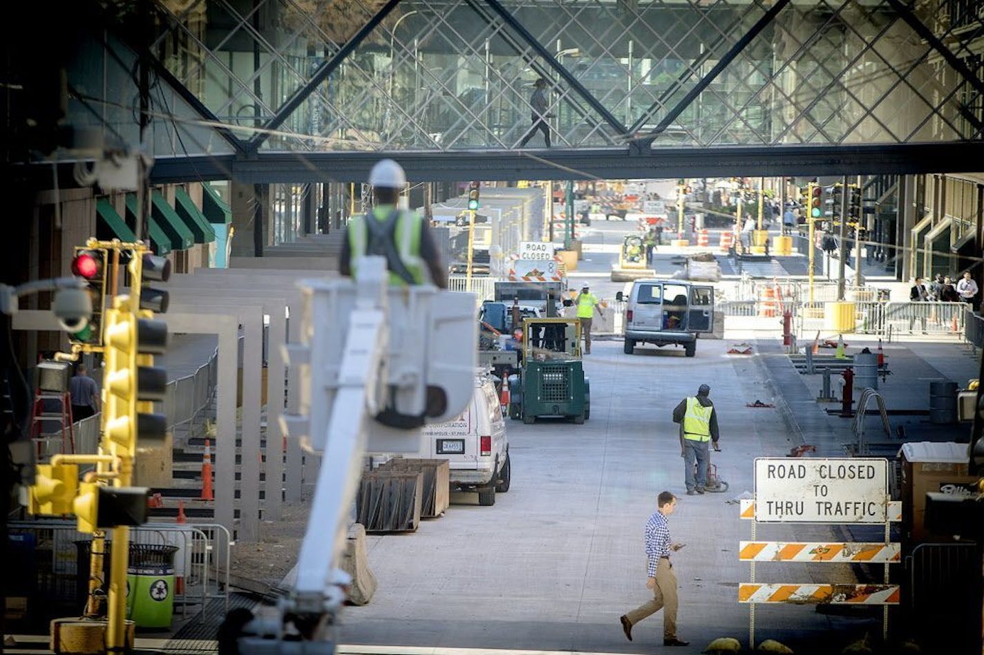 Construction work continued along Nicollet Mall in downtown Minneapolis on Tuesday.