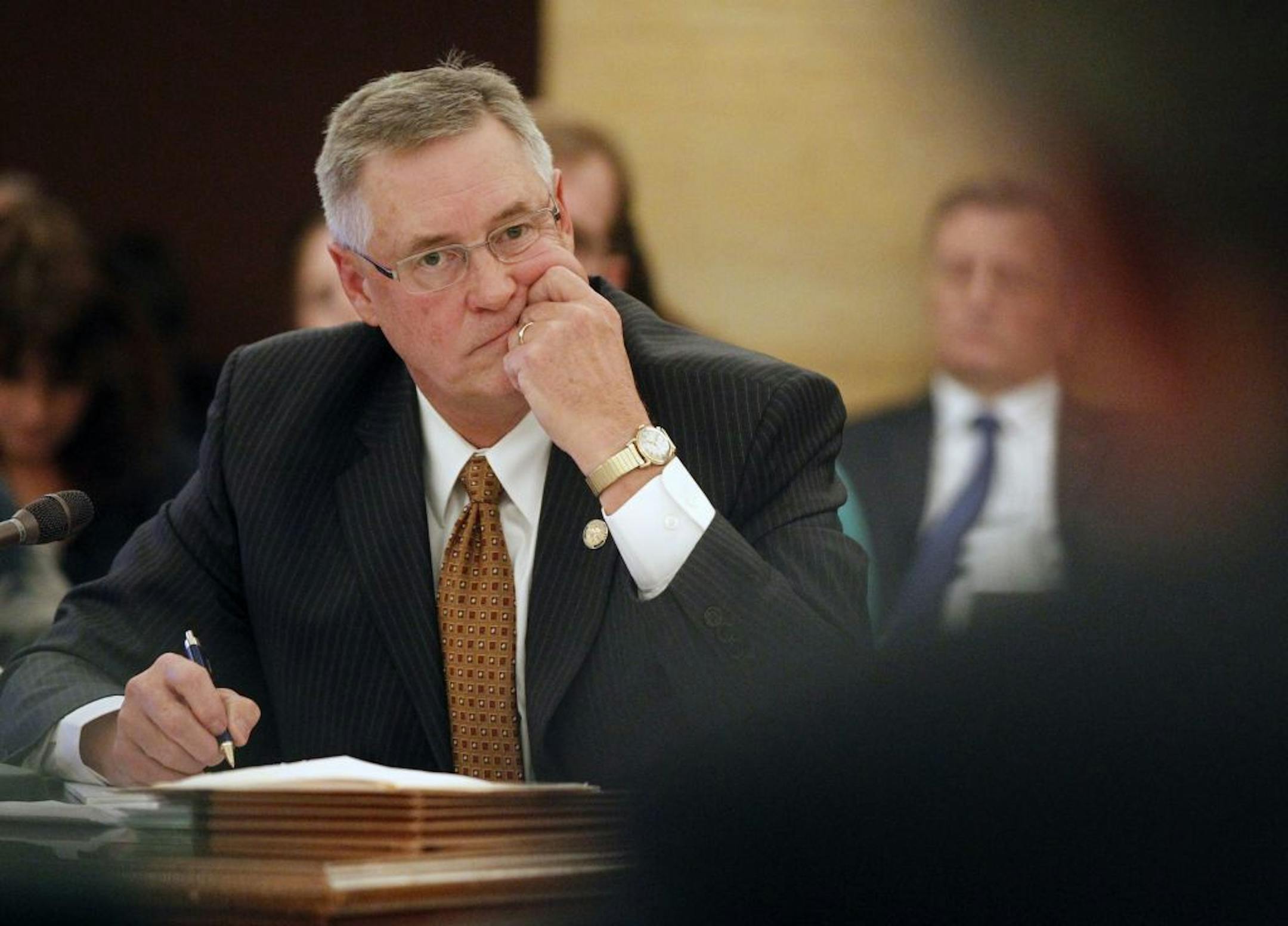 At Senate Committee on Local Government and Elections at theState Capitol, Republican State Senator Scott Newman of District 18 who is the sponsor of the voter ID bill addressed concerns from the legislators.