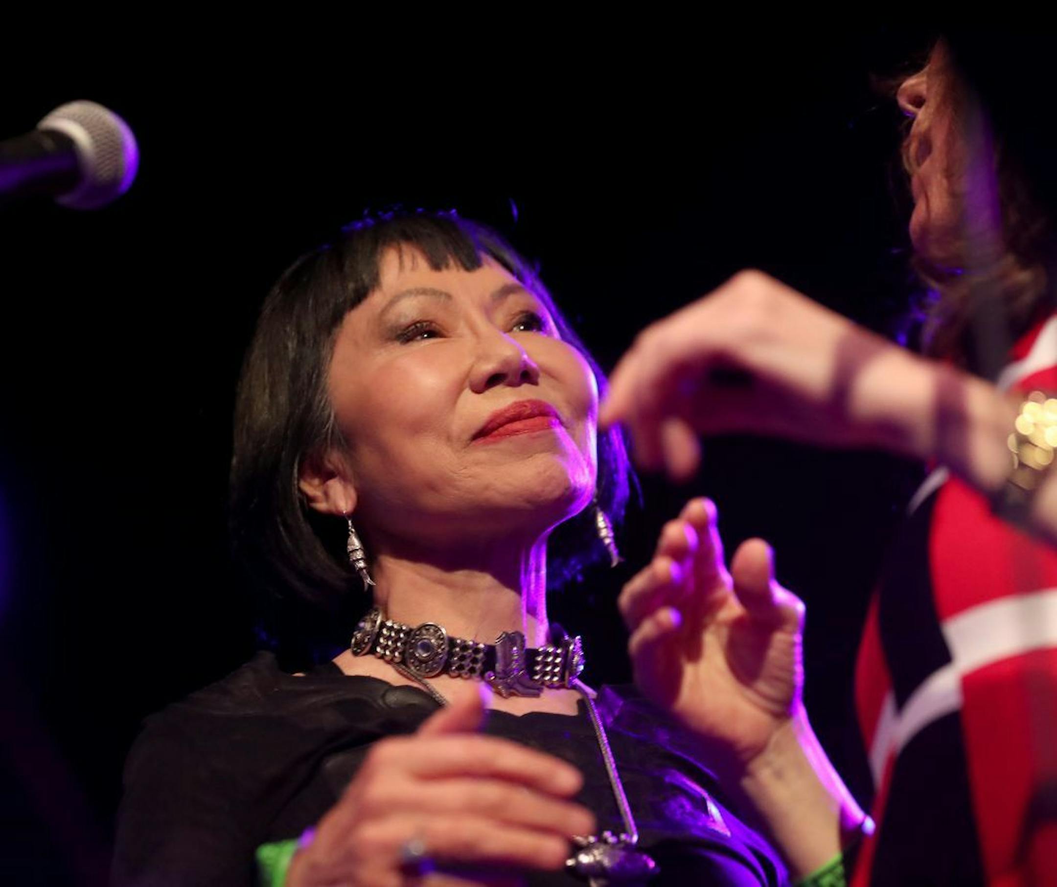 The Rock Bottom Remainders--including literary giants Stephen King, Amy Tan, Dave Barry and other writers--kicked off the Wordplay Festival Friday, May 10, 2019, at First Avenue in Minneapolis, MN. Here, Amy Tan, left, was part of the rhythm section and performed with band mates at First Avenue. Between band members, they've published more than 150 titles and sold more than 350 million books.