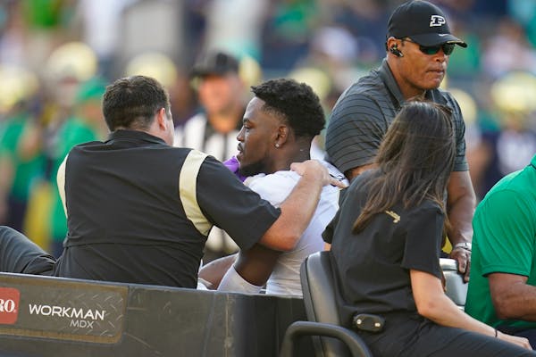 Purdue’s standout wide receiver, David Bell (3), suffered a concussion against Notre Dame on Sept. 18 and is questionable for Saturday’s game agai